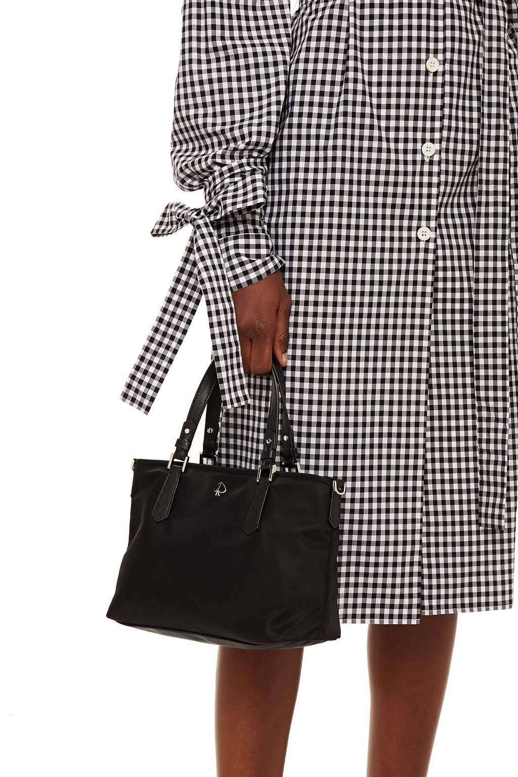 KATE SPADE NEW YORK Taylor small faux leather-trimmed shell tote