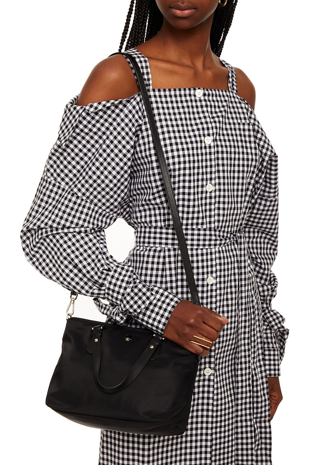 KATE SPADE NEW YORK Taylor small faux leather-trimmed shell tote