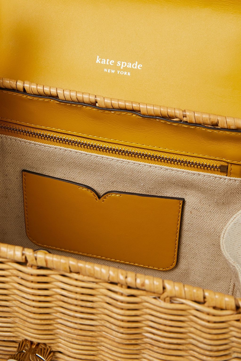 KATE SPADE NEW YORK Romy mittelgroße Tote Bag aus Leder und Weidengeflecht mit Streifen