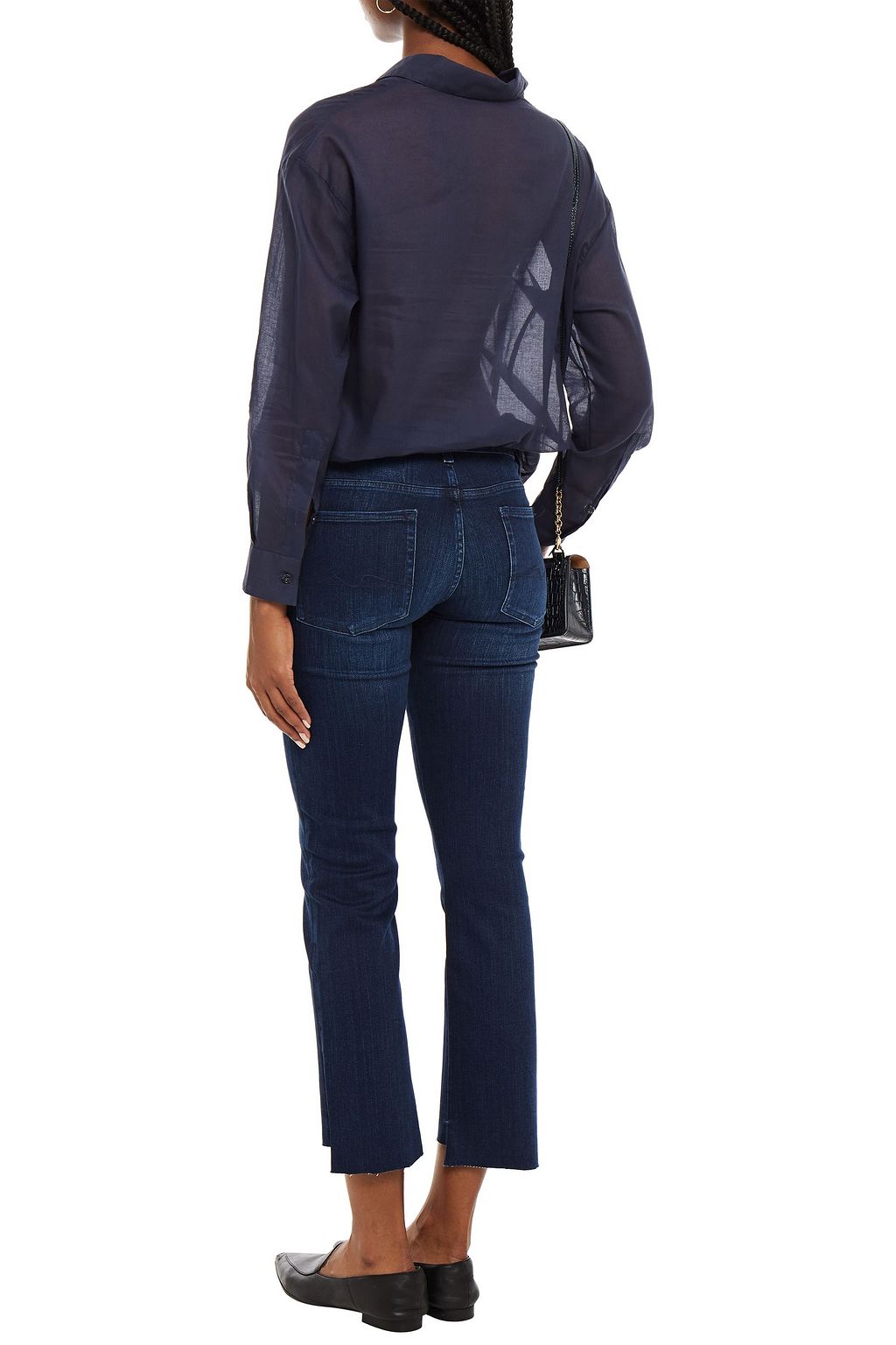 7 FOR ALL MANKIND Distressed mid-rise slim-leg jeans