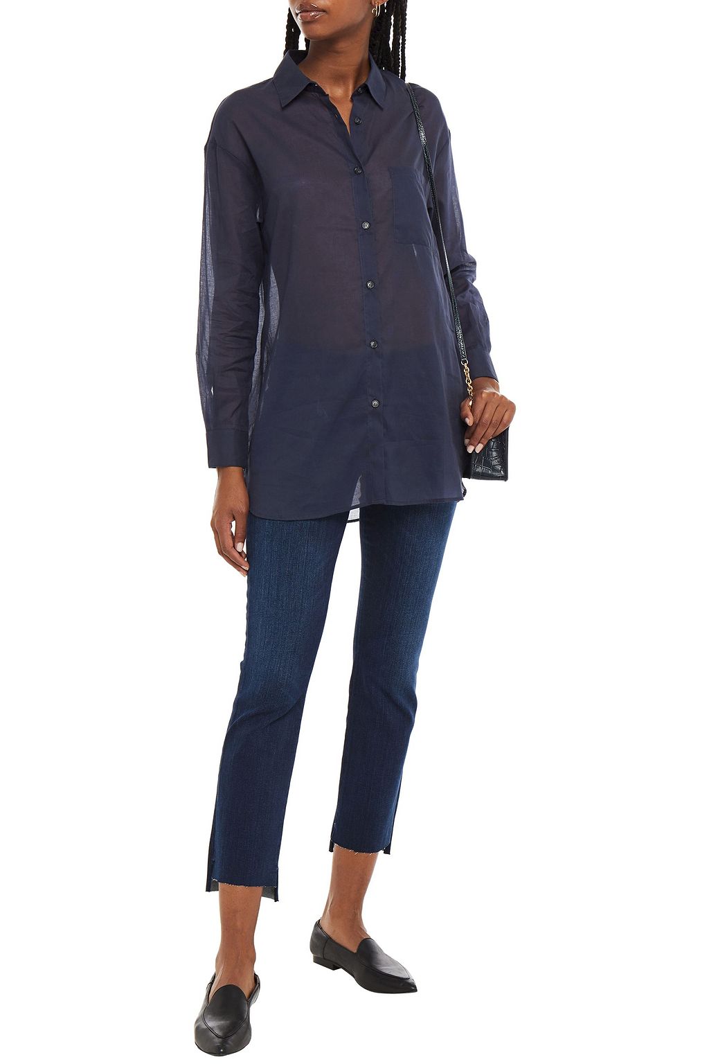 7 FOR ALL MANKIND Distressed mid-rise slim-leg jeans