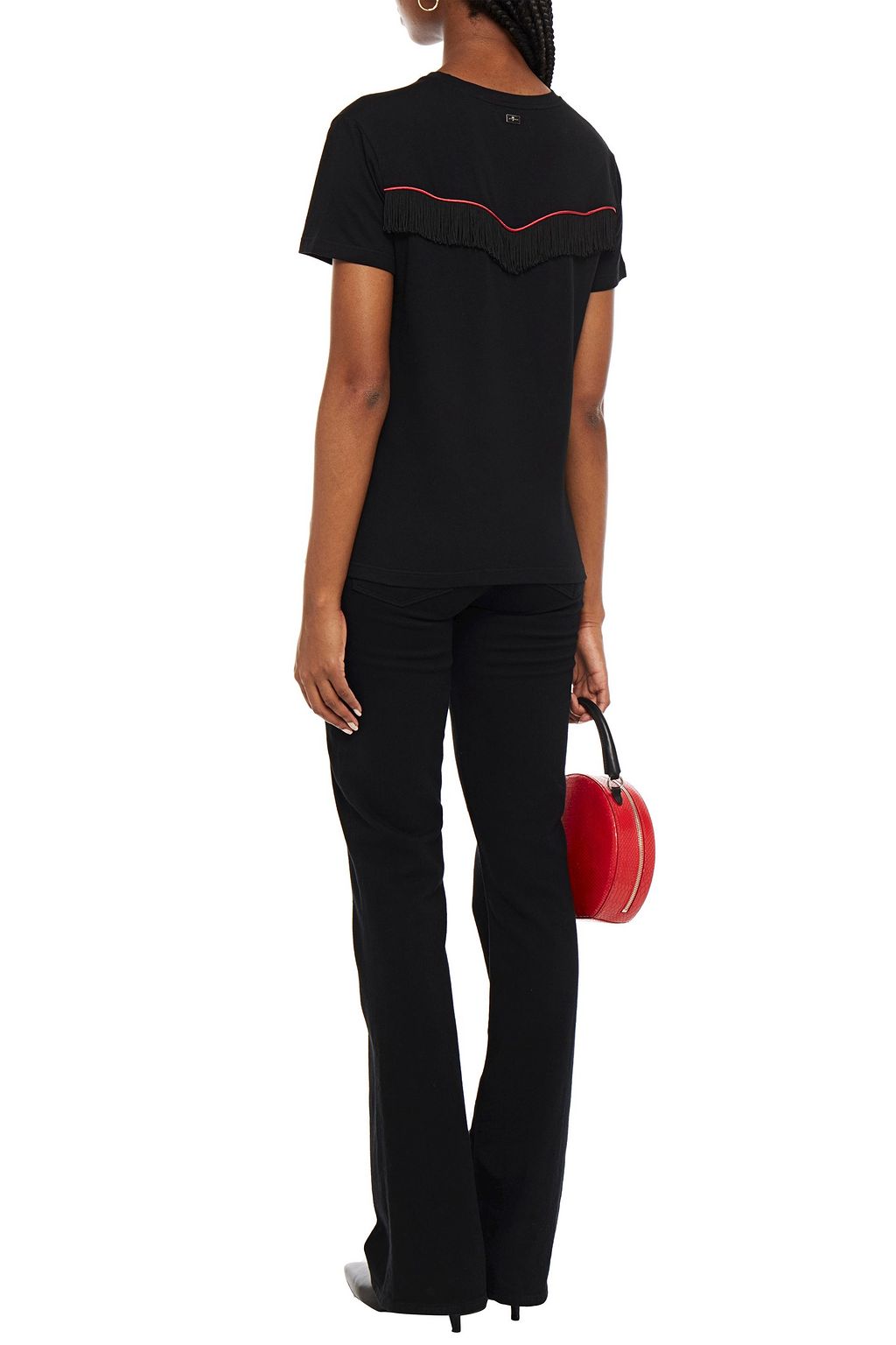 7 FOR ALL MANKIND Fringe-trimmed cotton-jersey T-shirt