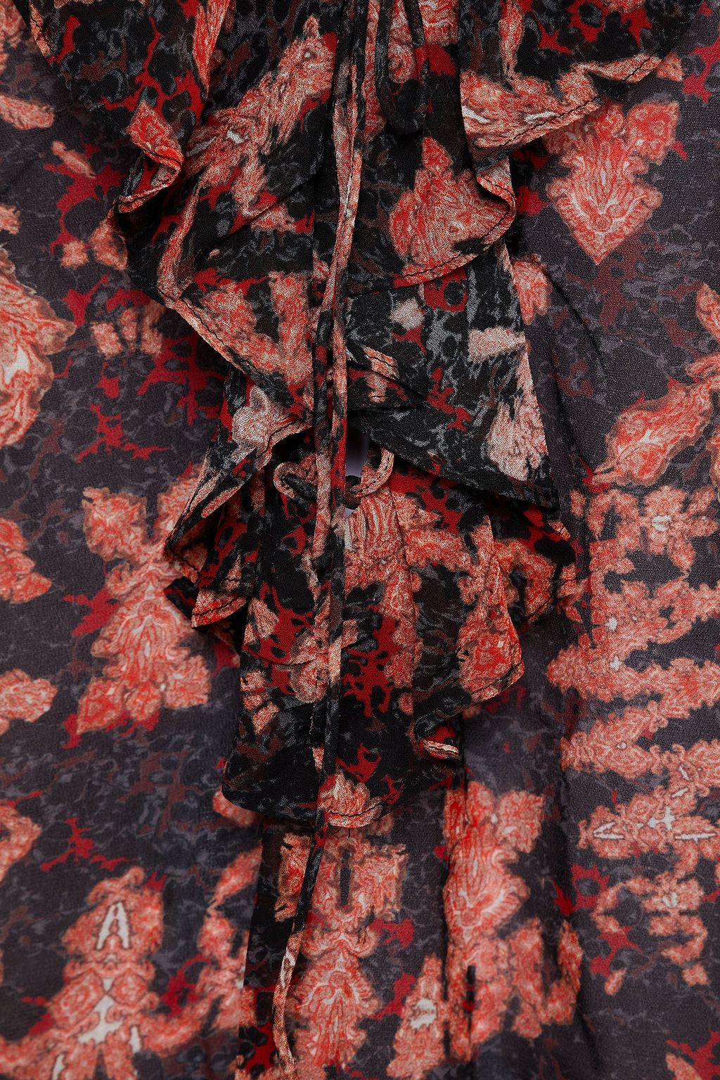 IRO Estera ruffled printed crepe de chine blouse