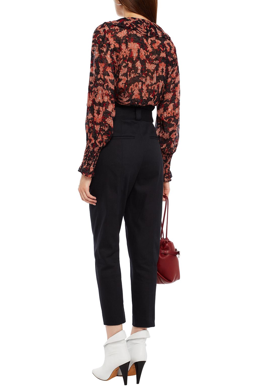 IRO Estera ruffled printed crepe de chine blouse