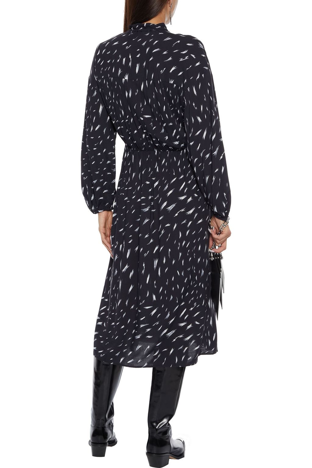 IRO Aty wrap-effect printed crepe midi dress
