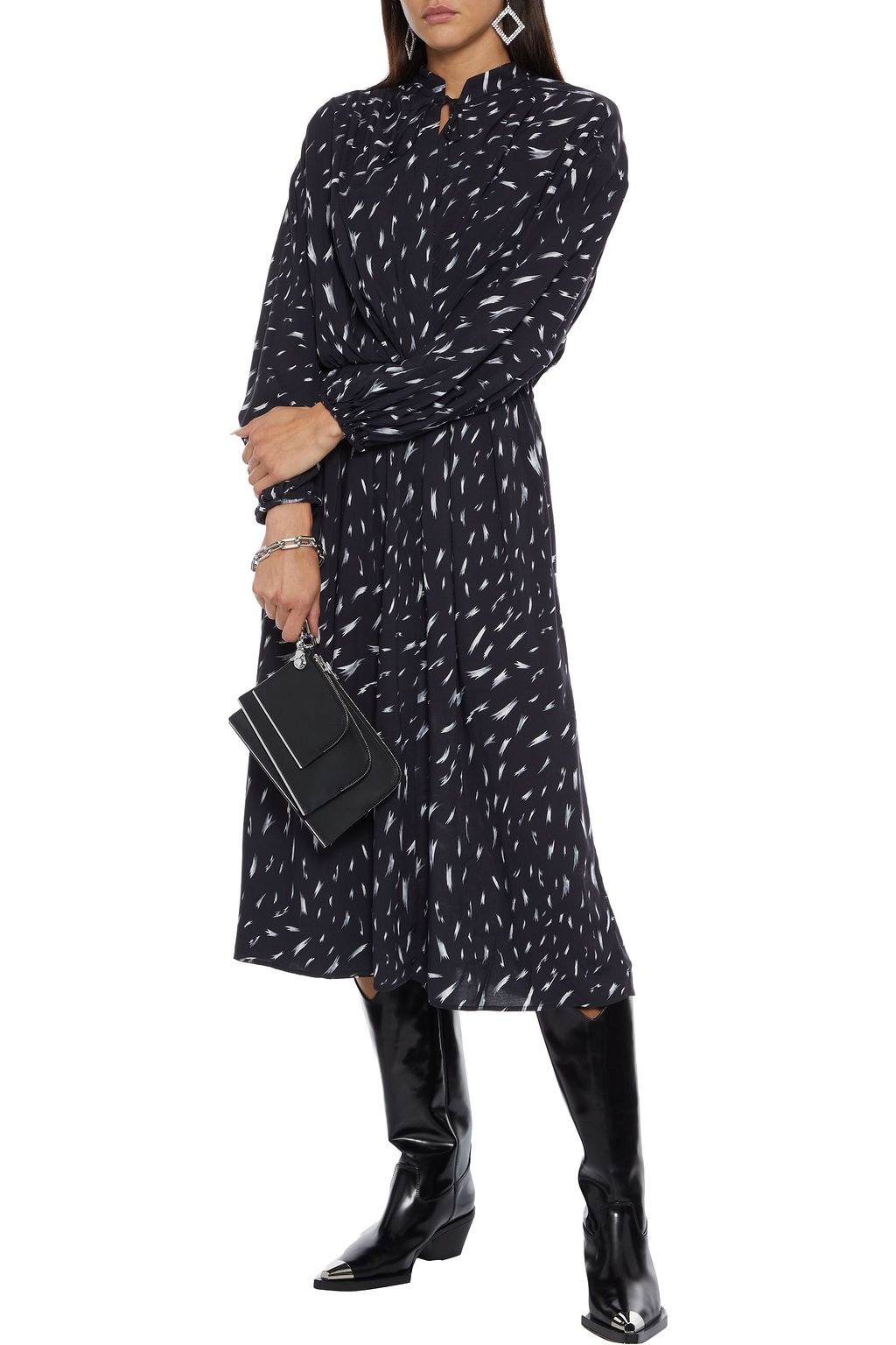 IRO Aty wrap-effect printed crepe midi dress