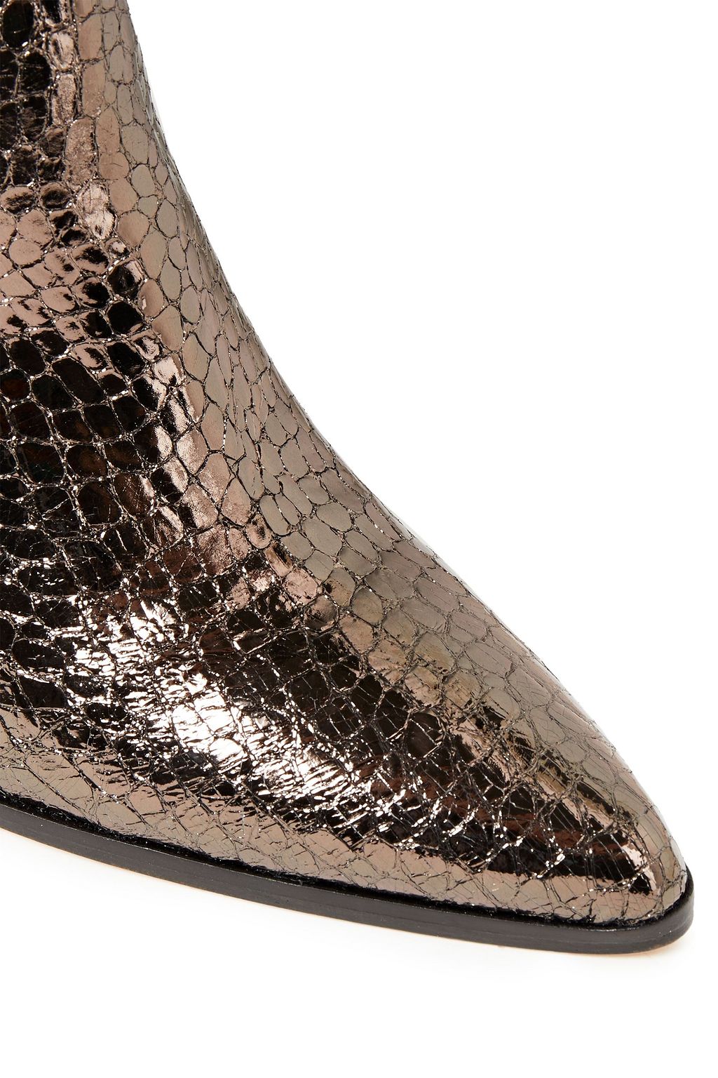 IRO Semuru Overknees aus Leder mit Krokodileffekt in Metallic-Optik