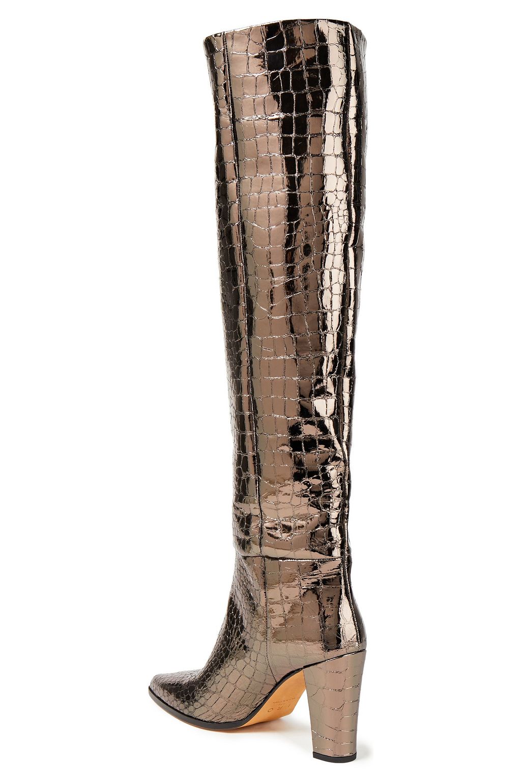 IRO Semuru Overknees aus Leder mit Krokodileffekt in Metallic-Optik