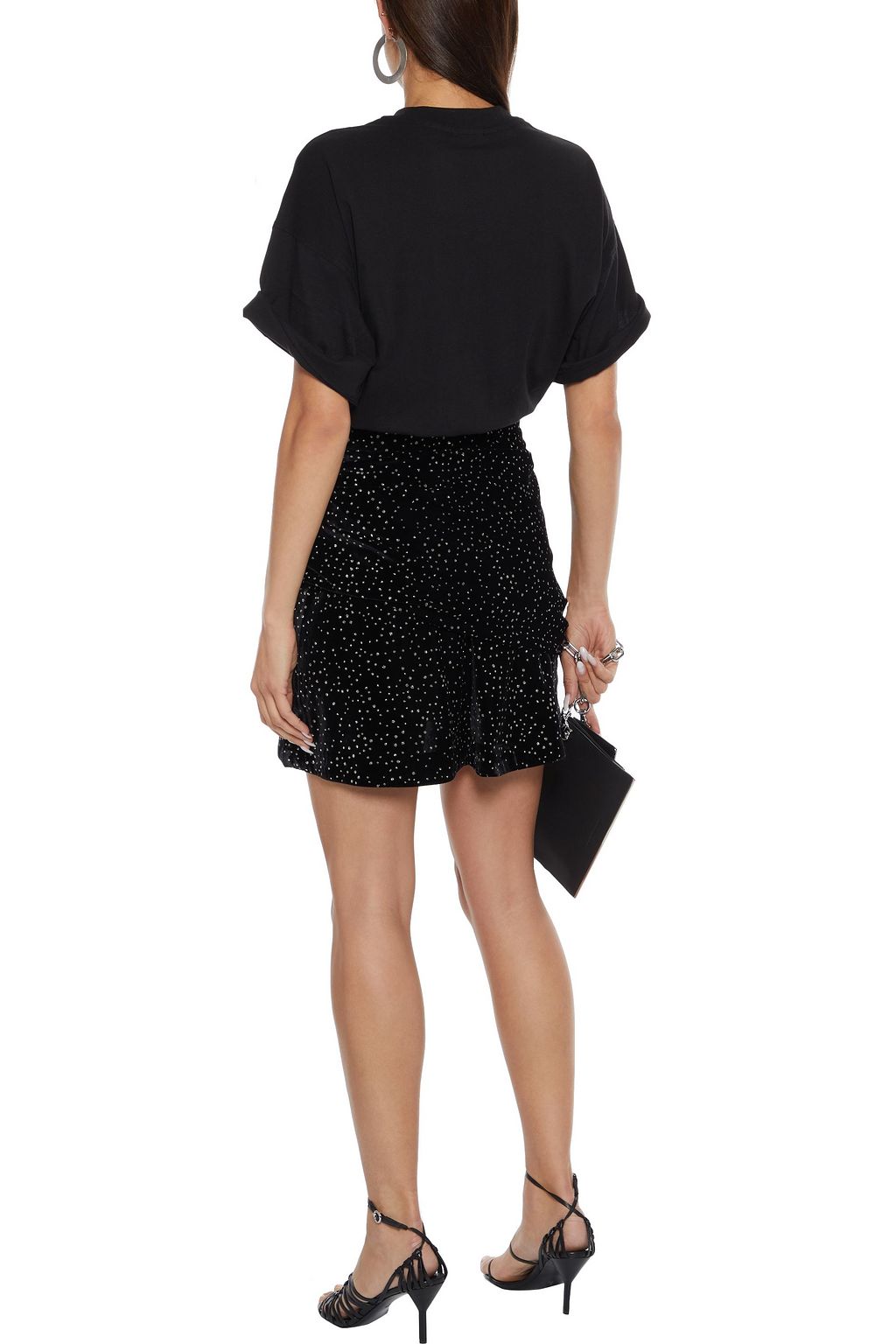 IRO Joleta draped glittered velvet mini skirt