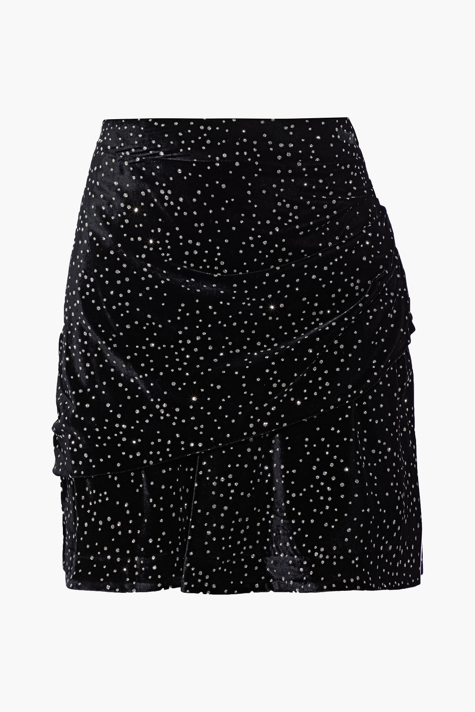Joleta draped glittered velvet mini skirt