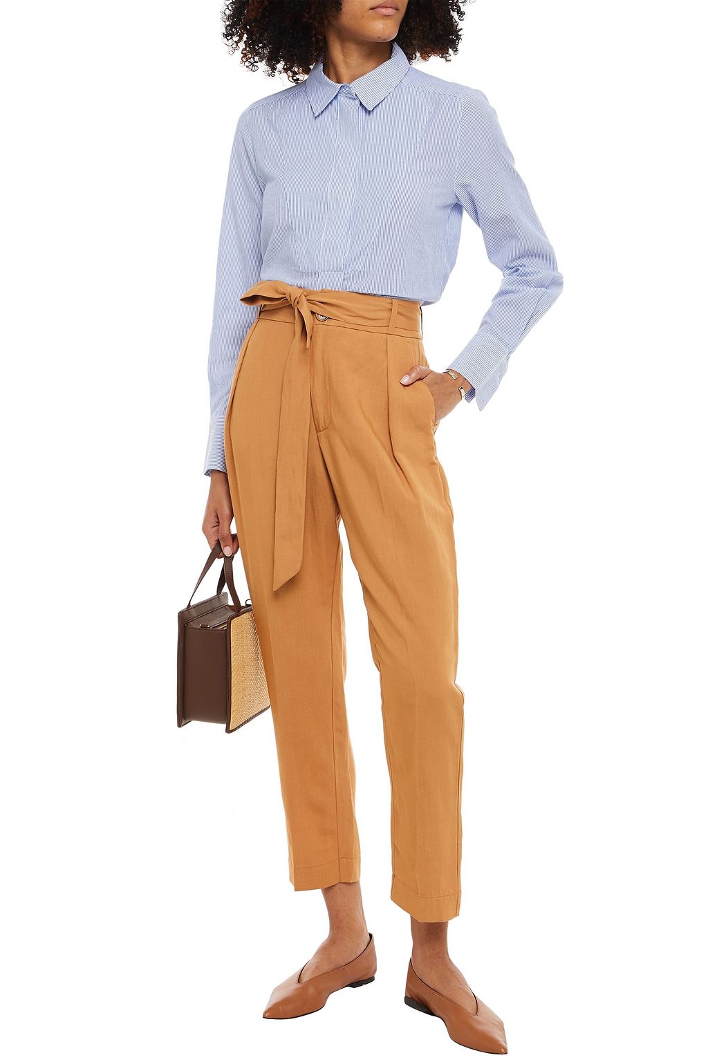 DAY BIRGER ET MIKKELSEN Cropped belted woven straight-leg pants