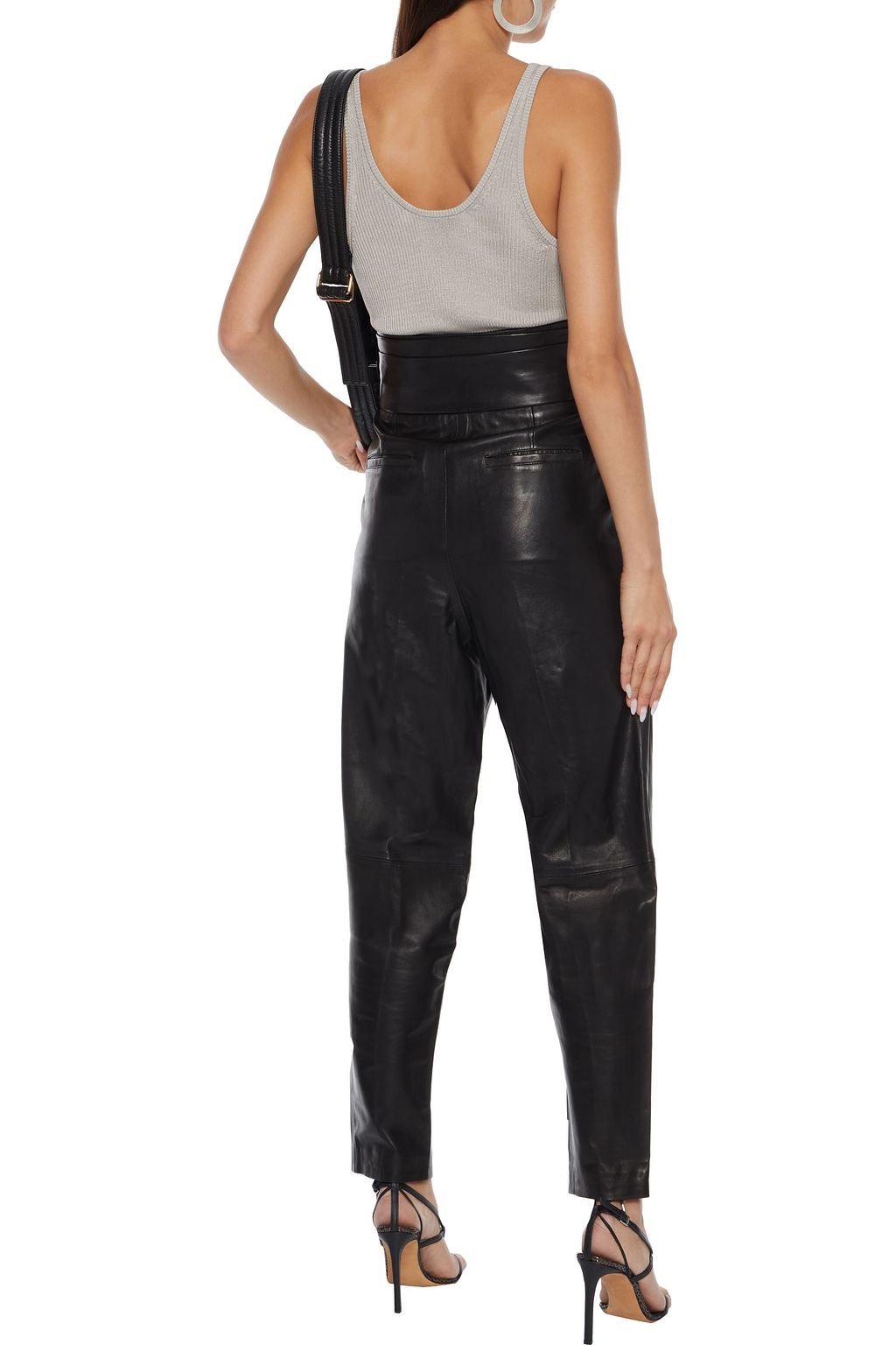 IRO Larsen pleated leather tapered pants