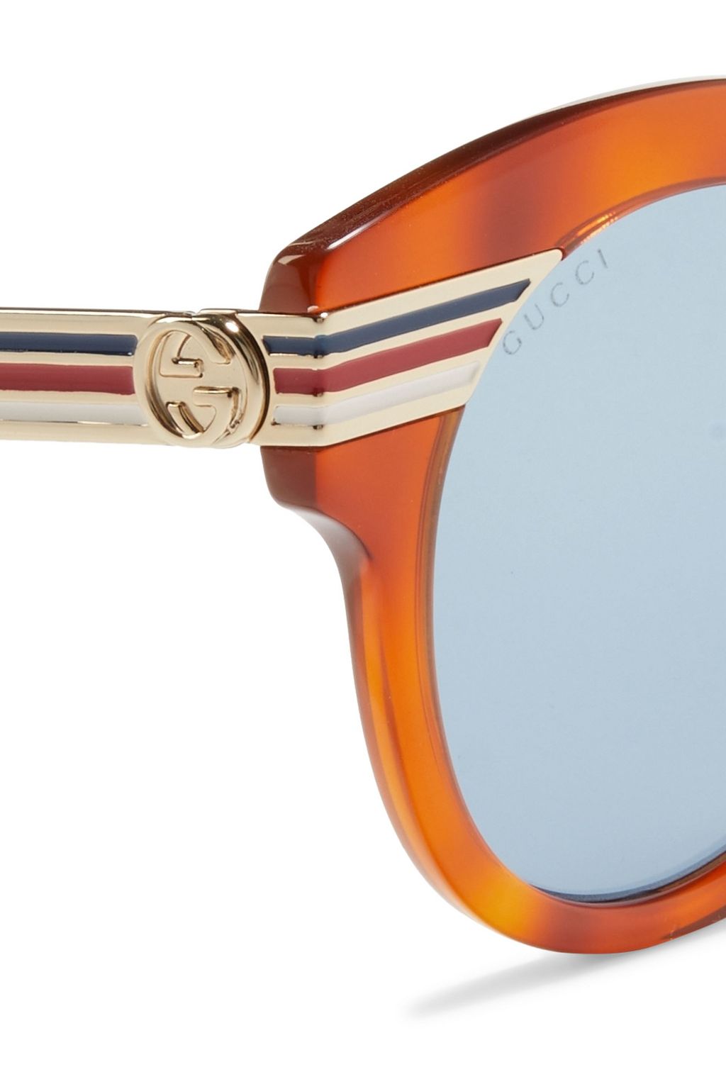 GUCCI Round-frame gold-tone and tortoiseshell acetate sunglasses