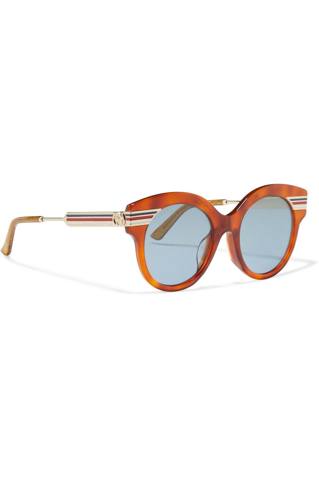 GUCCI Round-frame gold-tone and tortoiseshell acetate sunglasses