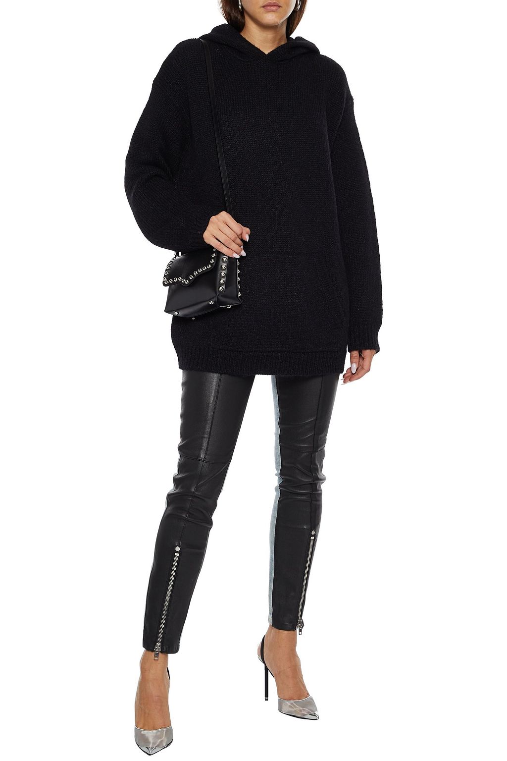 IRO Lauren melierter Oversized-Hoodie aus gebürstetem Strick