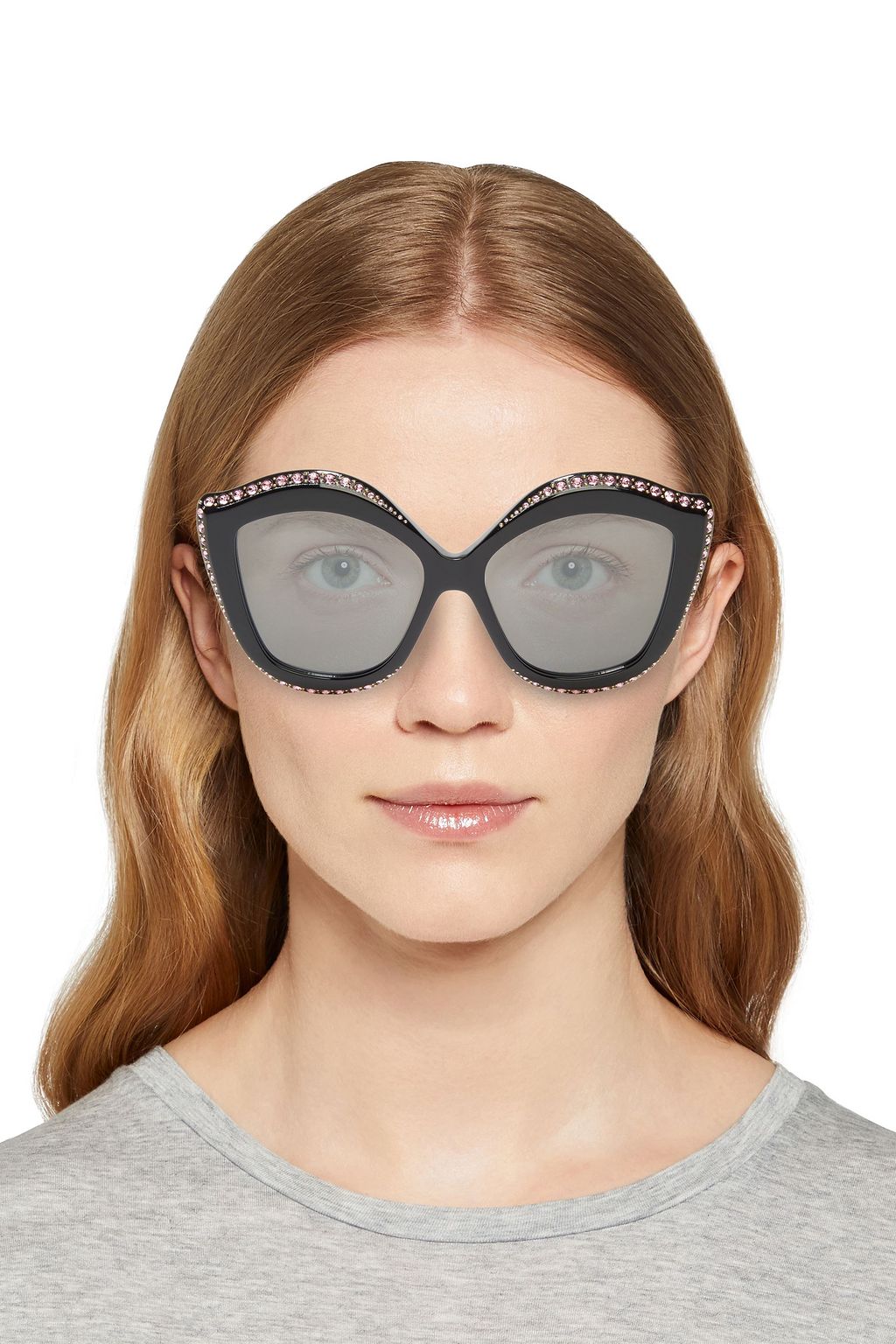 GUCCI Oversized cat-eye embellished acetate sunglasses