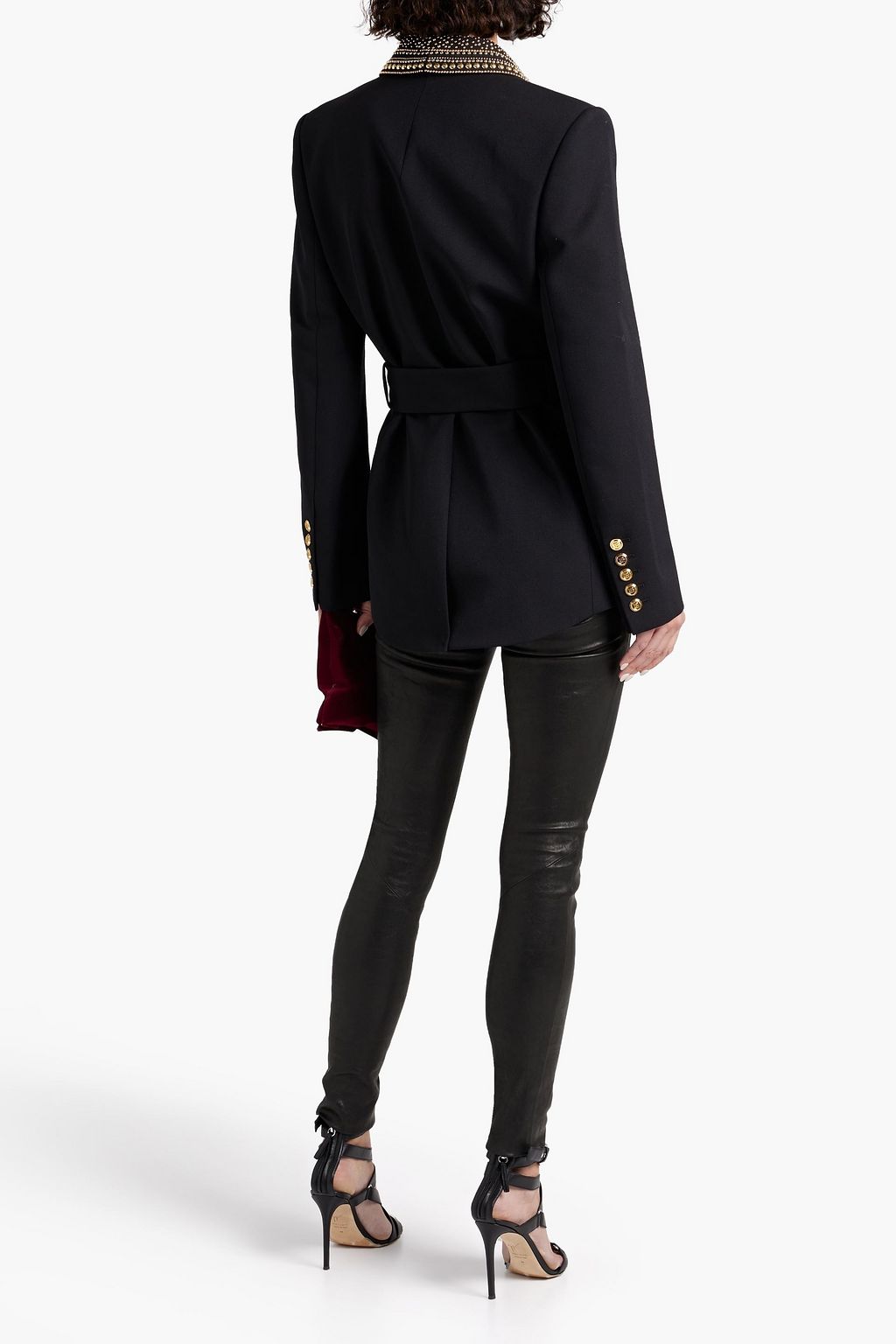 BALMAIN Double-breasted studded wool blazer