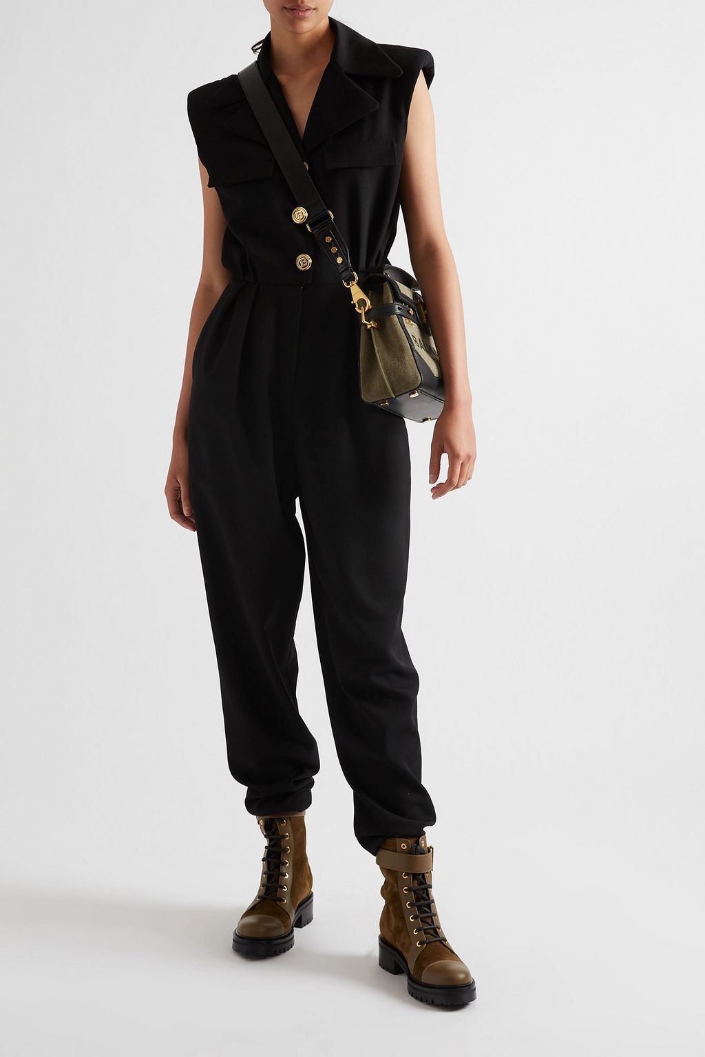 BALMAIN Jumpsuit aus Grain de Poudre aus Wolle mit Falten
