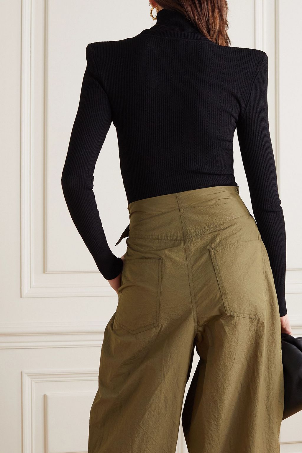 BALMAIN Button-detailed ribbed-knit turtleneck sweater