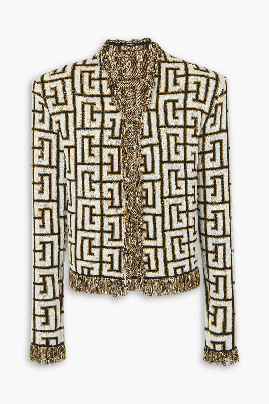 BALMAIN Fringed jacquard-knit jacket | THE OUTNET