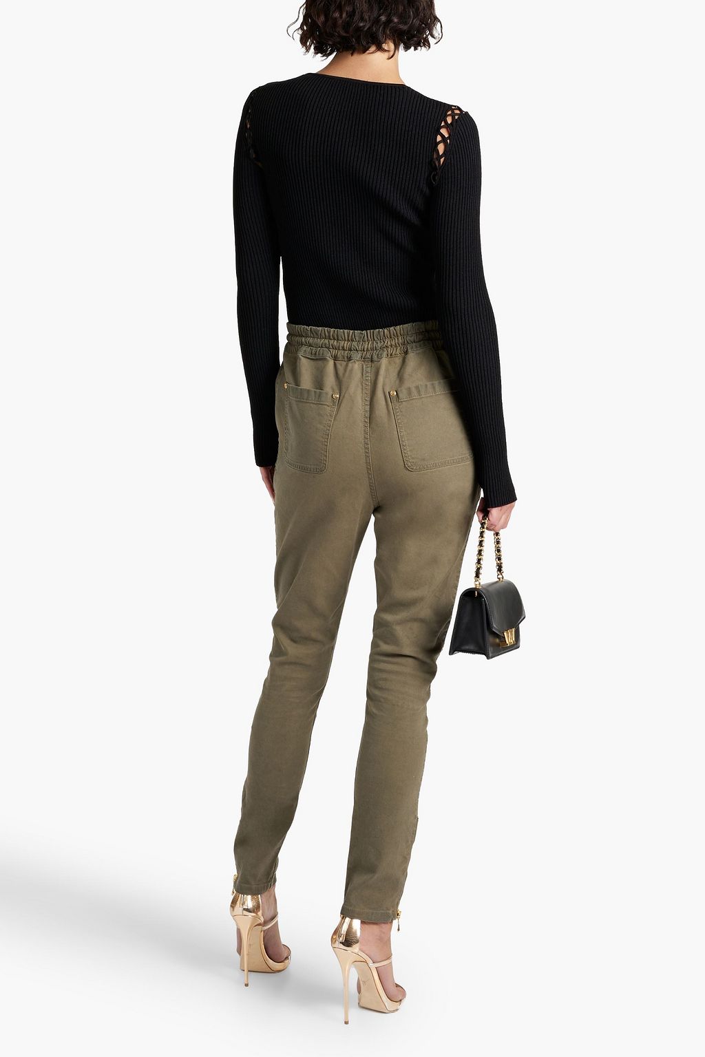 BALMAIN Cotton-blend twill tapered pants