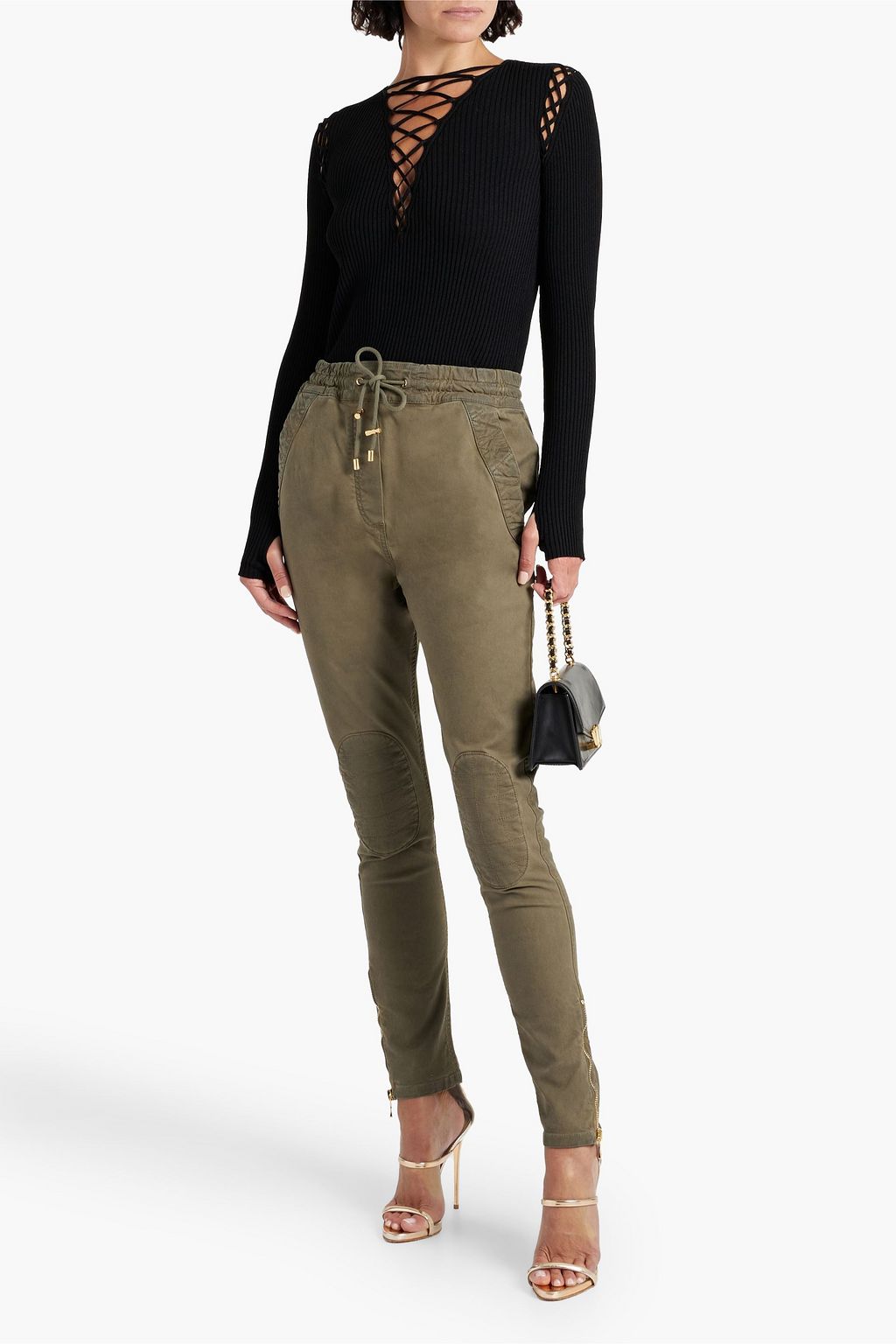 BALMAIN Cotton-blend twill tapered pants