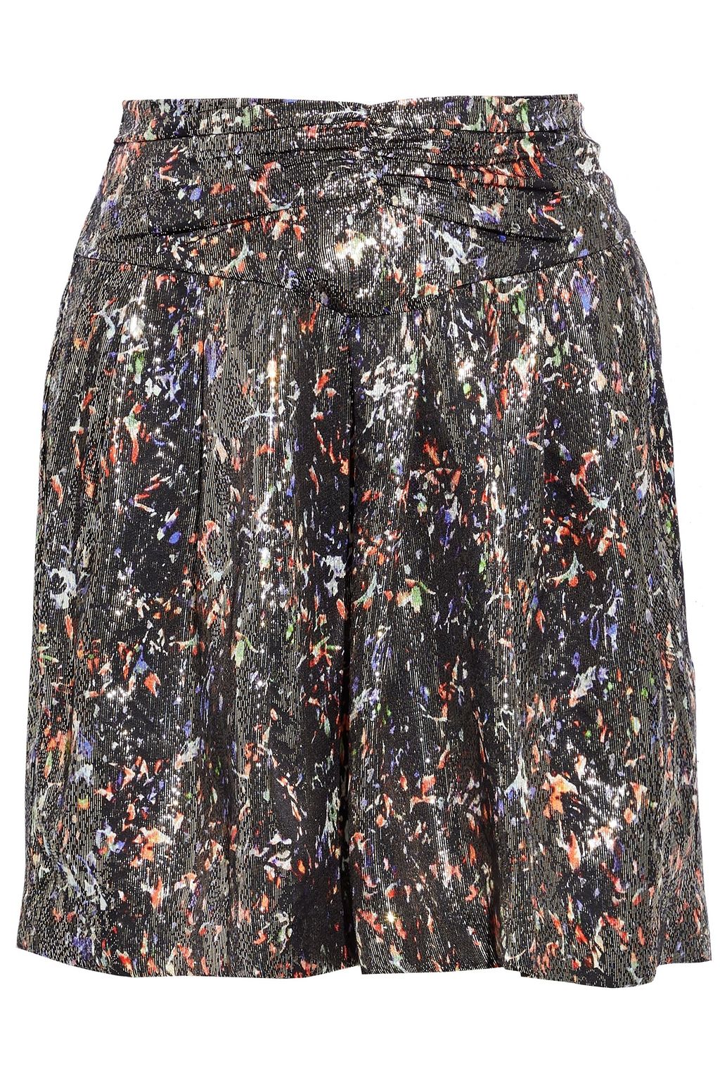 IRO Maziar ruched printed metallic silk-blend mini skirt | THE OUTNET