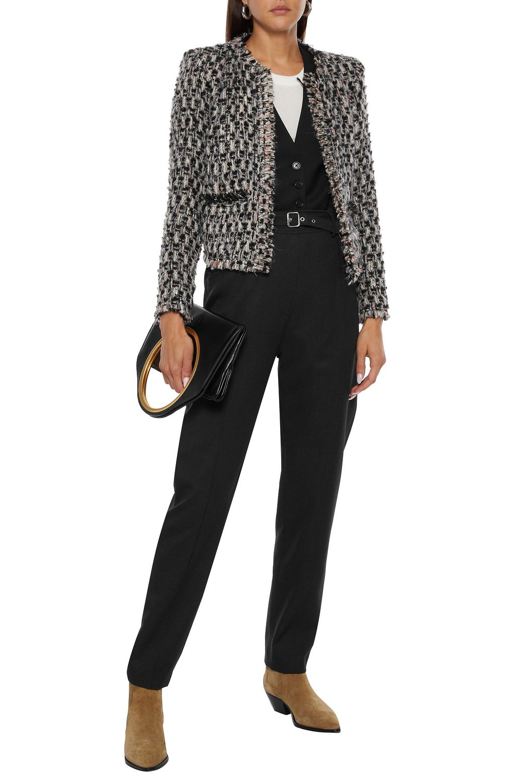 IRO Lone frayed bouclé-tweed jacket