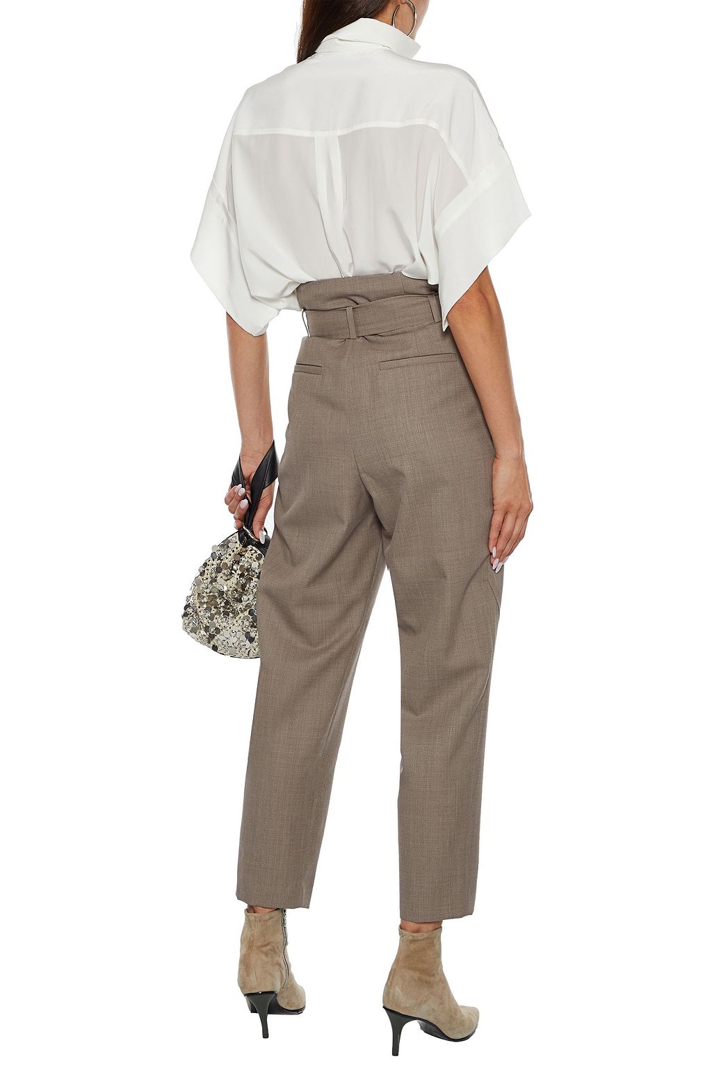 IRO Apler belted pleated wool-twill tapered pants