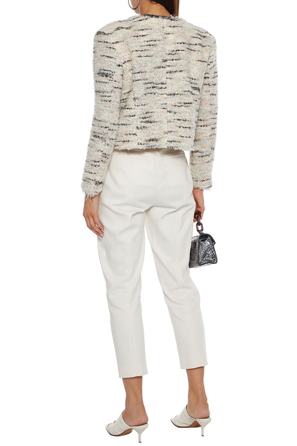 IRO Marino cropped frayed metallic bouclé-tweed jacket