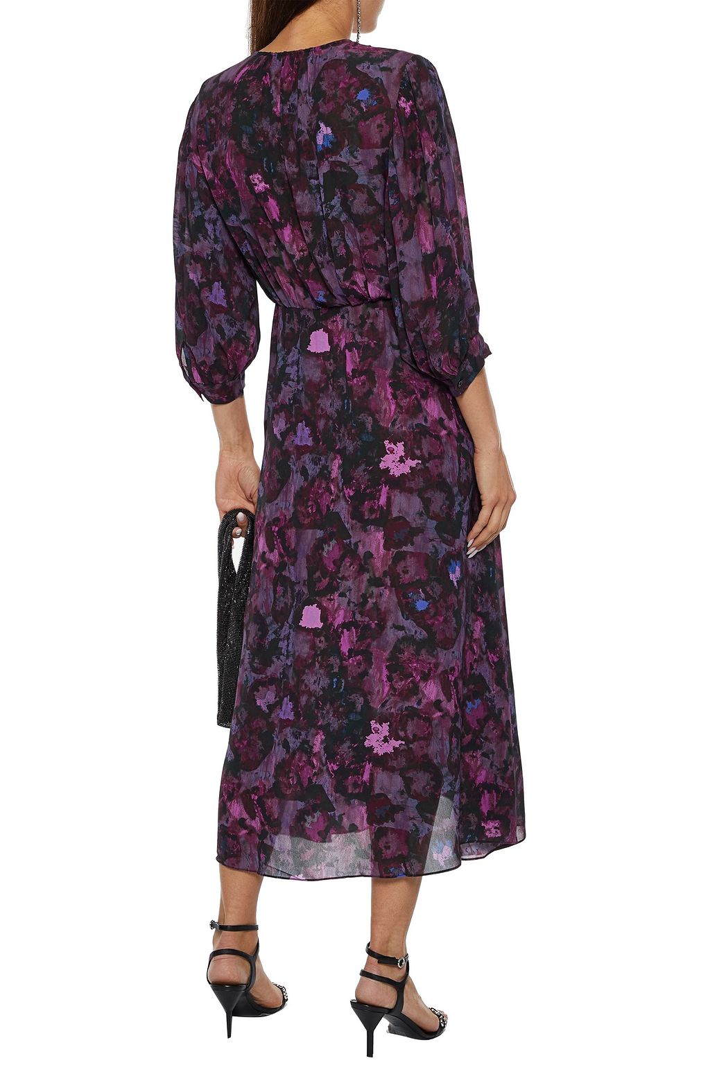 IRO Each wrap-effect printed crepe de chine midi dress