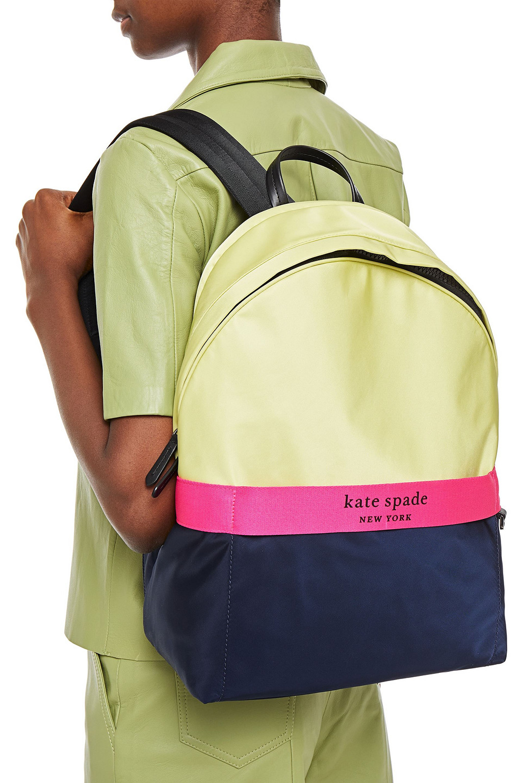 KATE SPADE NEW YORK Journey color-block satin-twill backpack