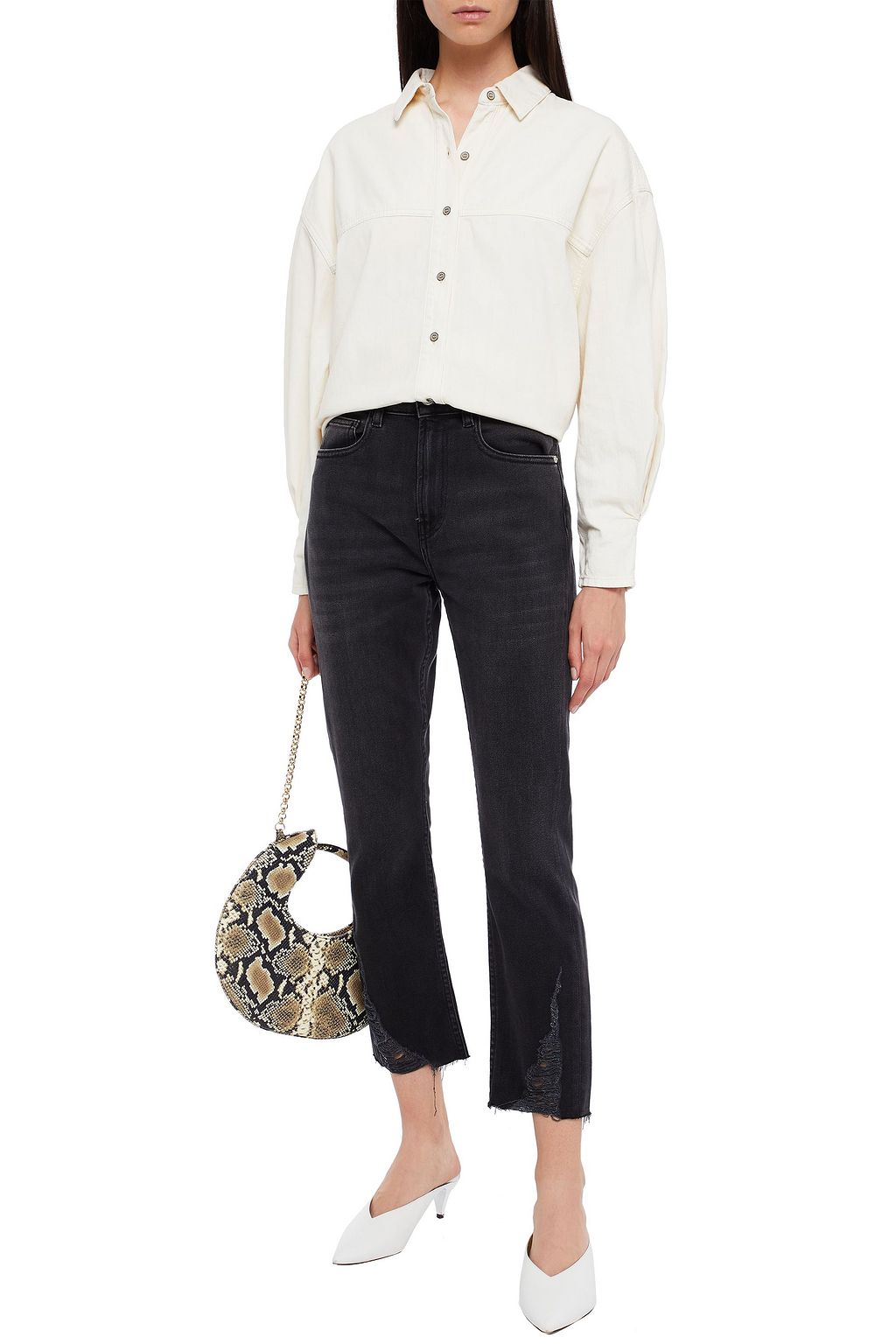 IRO Hypno cropped distressed mid-rise slim-leg jeans
