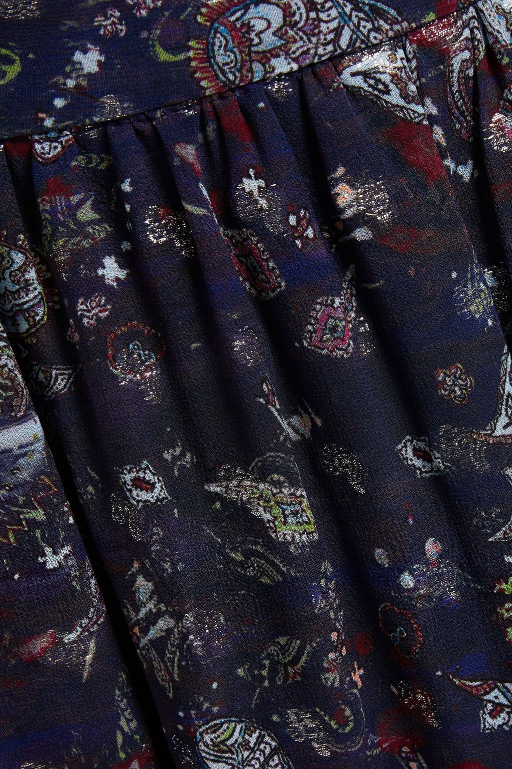 IRO Suez gathered printed fil coupé midi skirt