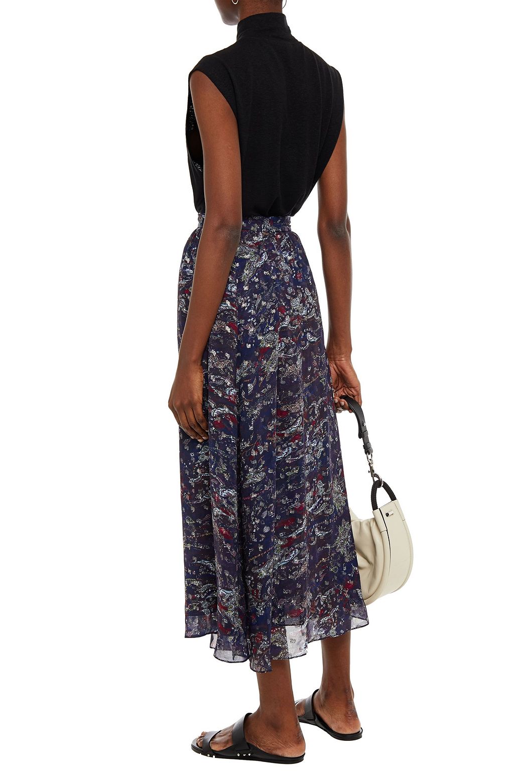 IRO Suez gathered printed fil coupé midi skirt