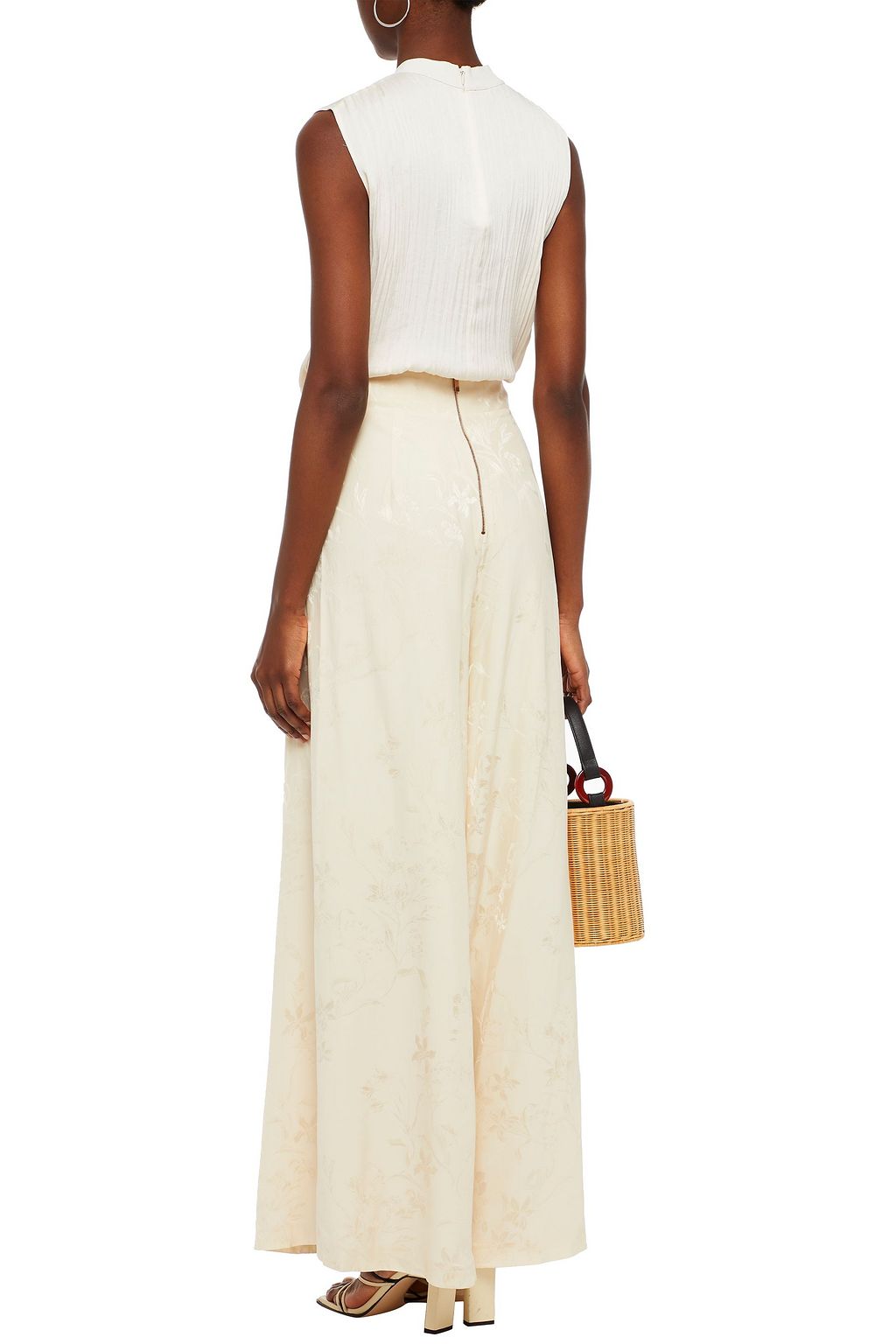 JOHANNA ORTIZ Queen Of Orchids satin-jacquard wide-leg pants