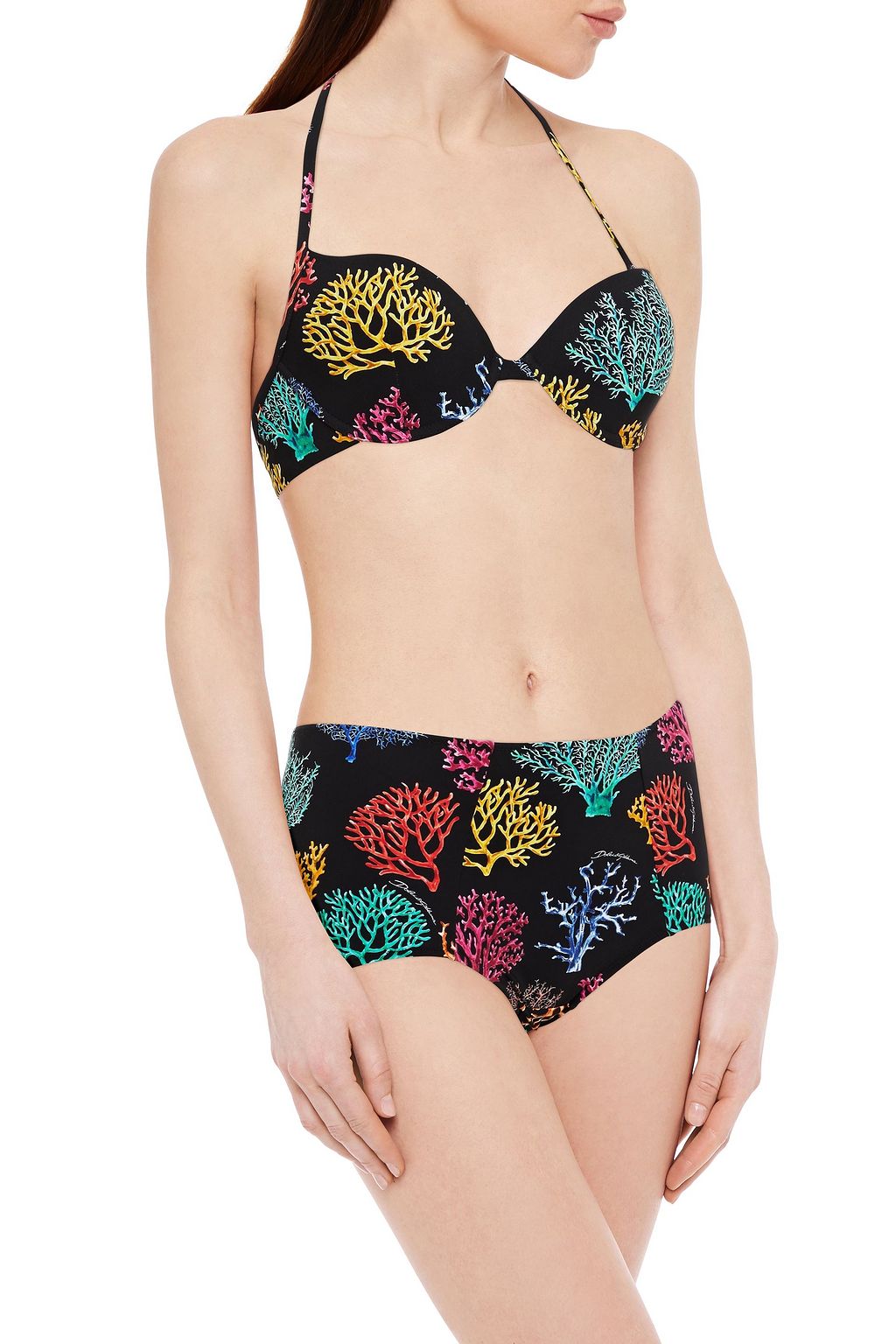 DOLCE&GABBANA BEACHWEAR Printed hatlerneck bikini top