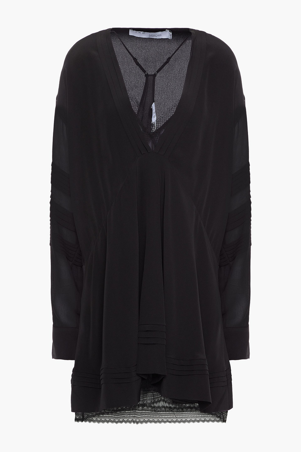 Iro Woman Amaku Lace-trimmed Silk-georgette And Crepe De Chine Mini Dress Black Size 32