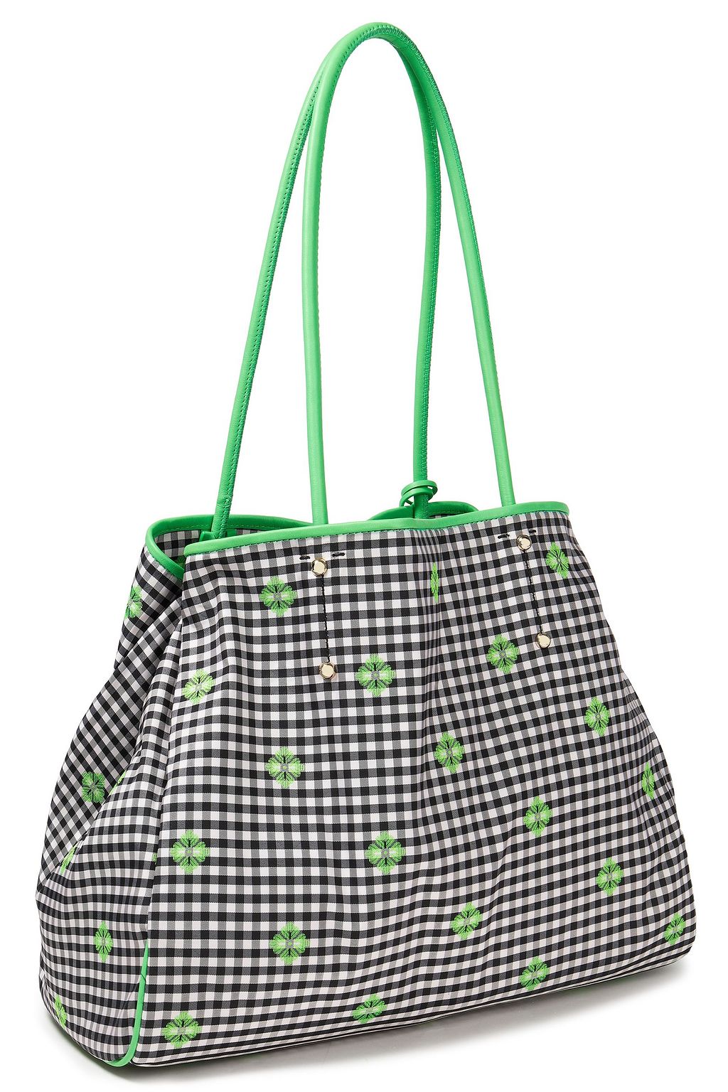 KATE SPADE NEW YORK Everything embroidered gingham twill shoulder bag