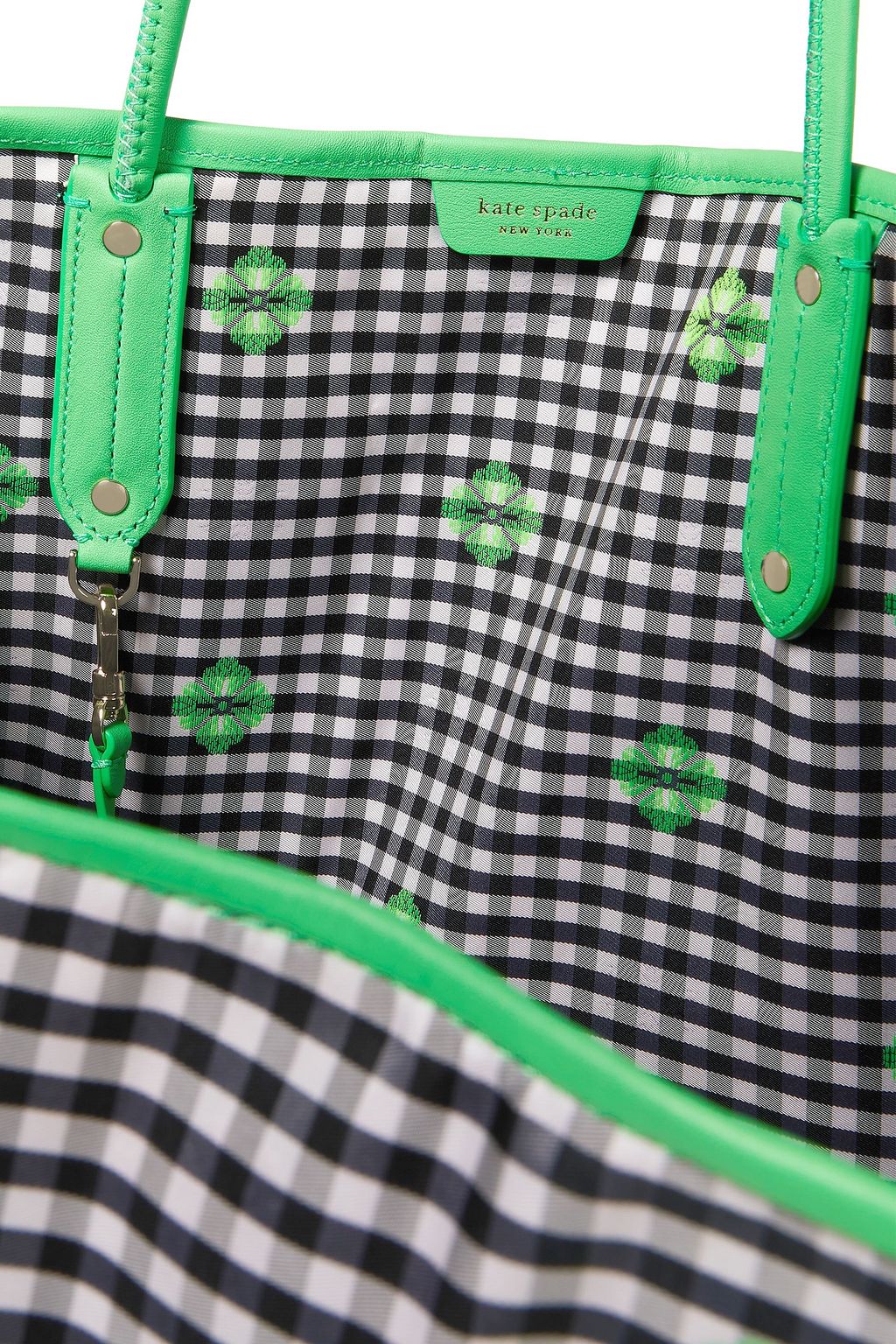 KATE SPADE NEW YORK Everything embroidered gingham twill shoulder bag