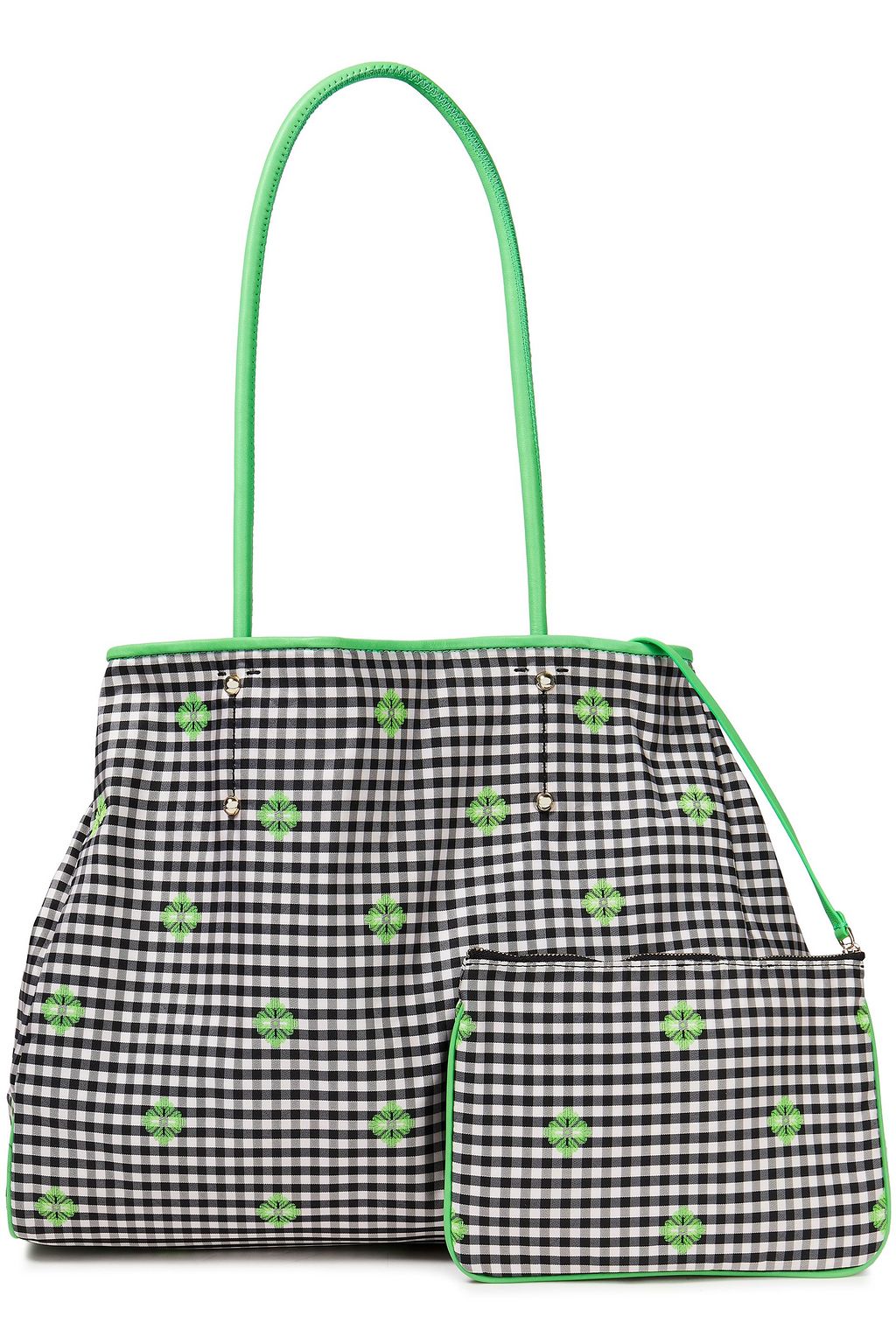 KATE SPADE NEW YORK Everything embroidered gingham twill shoulder bag
