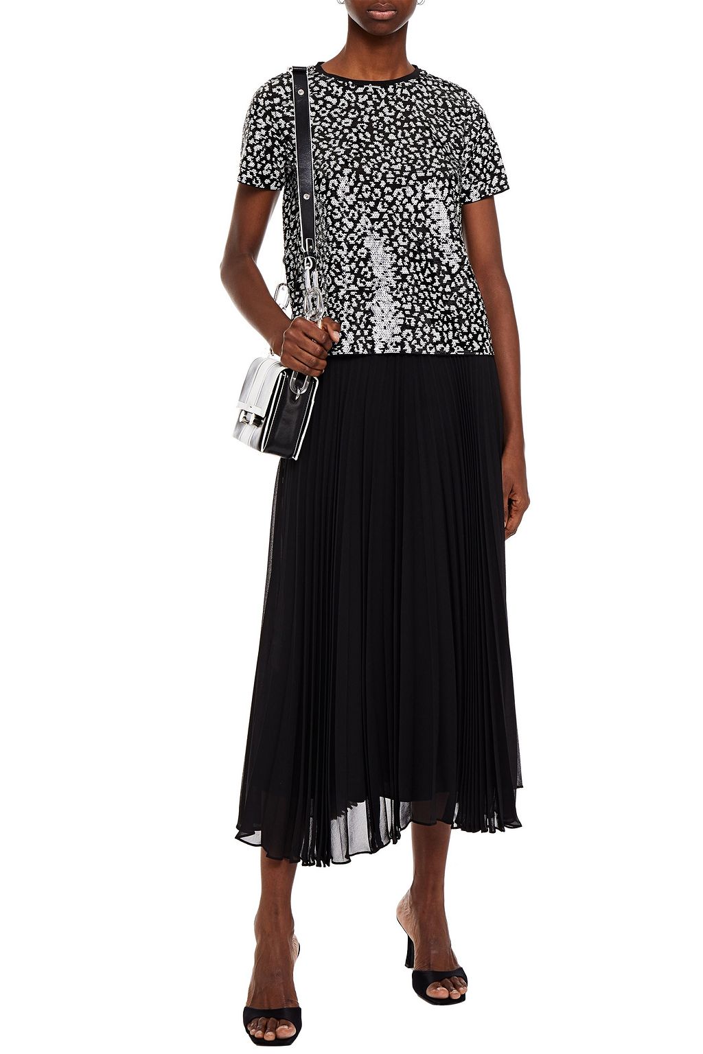 MICHAEL MICHAEL KORS Printed sequin-embellished mesh top