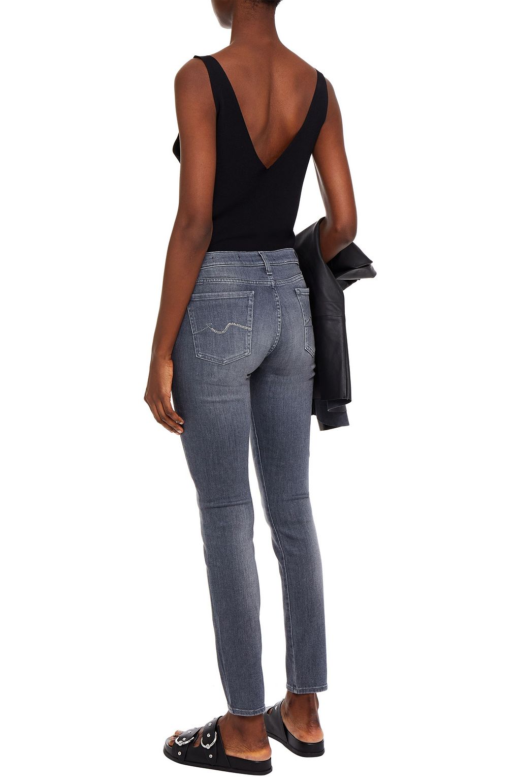 7 FOR ALL MANKIND Embellished mid-rise skinny jeans