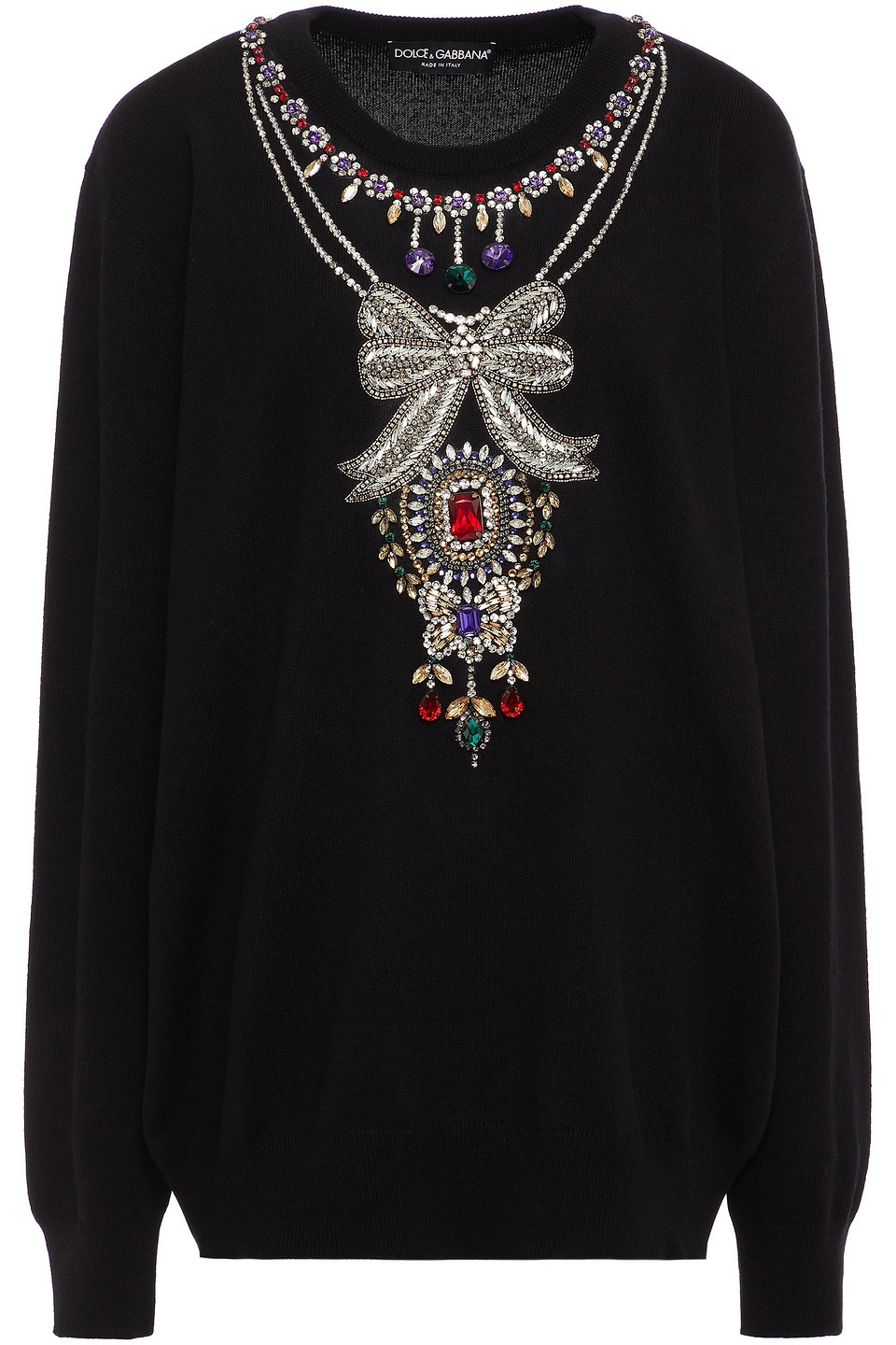 Dolce&Gabbana - Crystal-embellished cashmere sweater - Black - IT 38