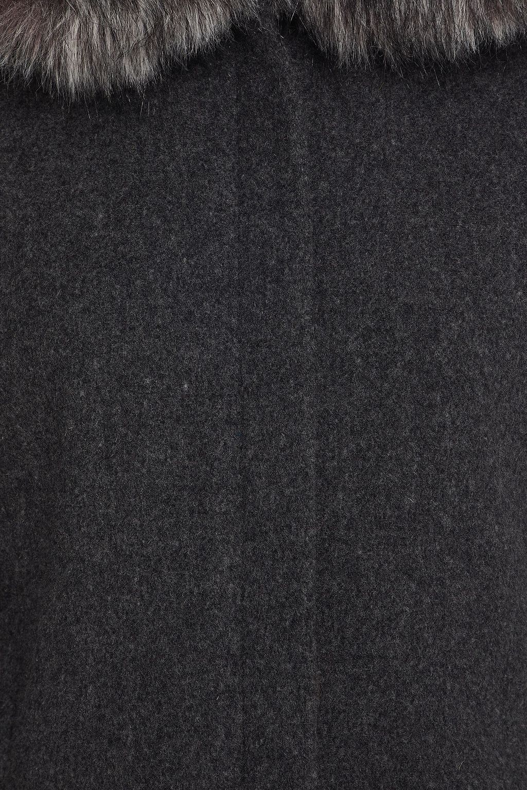 CLAUDIE PIERLOT Faux fur-trimmed wool and cashmere-blend felt coat