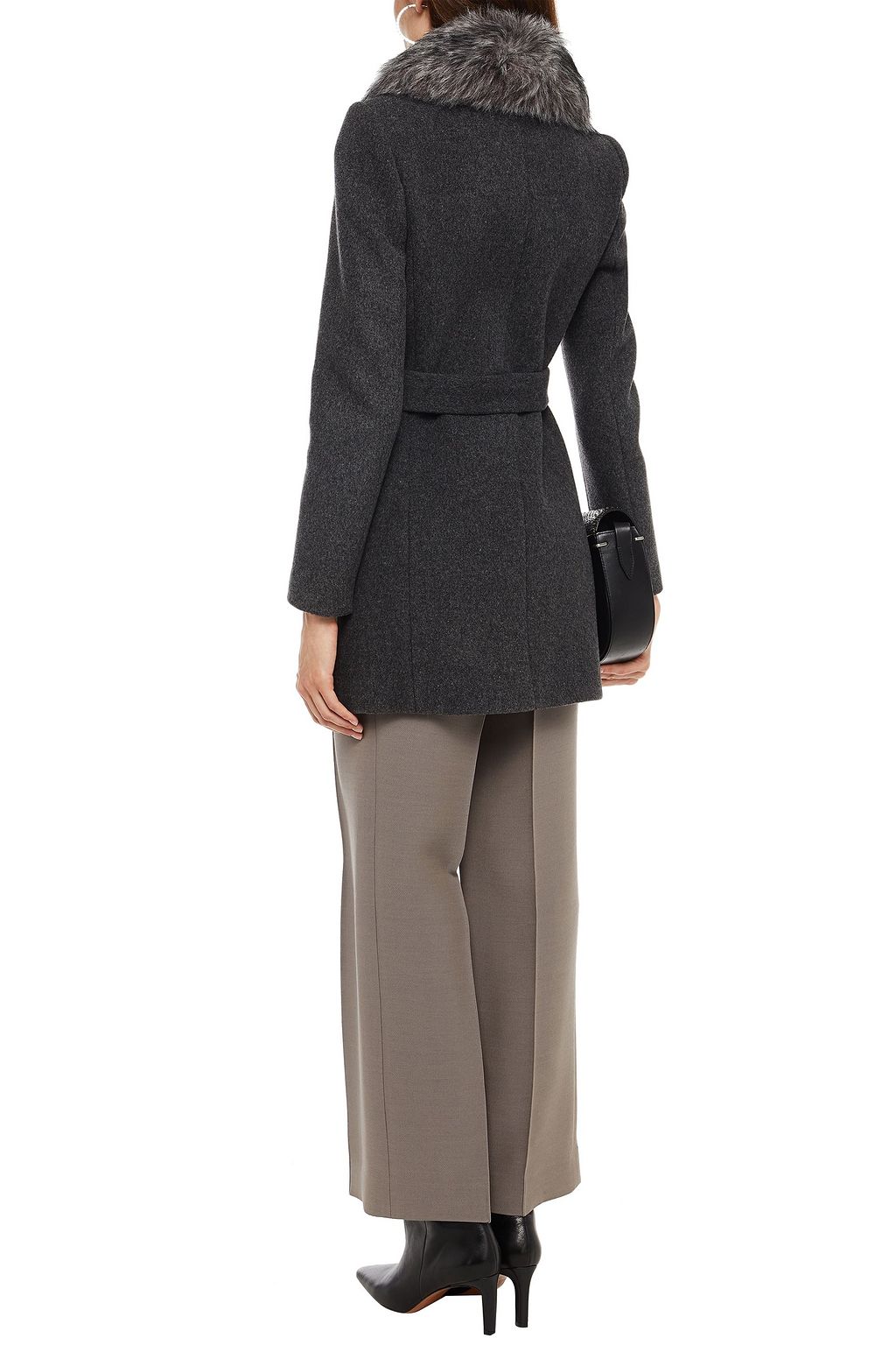 CLAUDIE PIERLOT Faux fur-trimmed wool and cashmere-blend felt coat