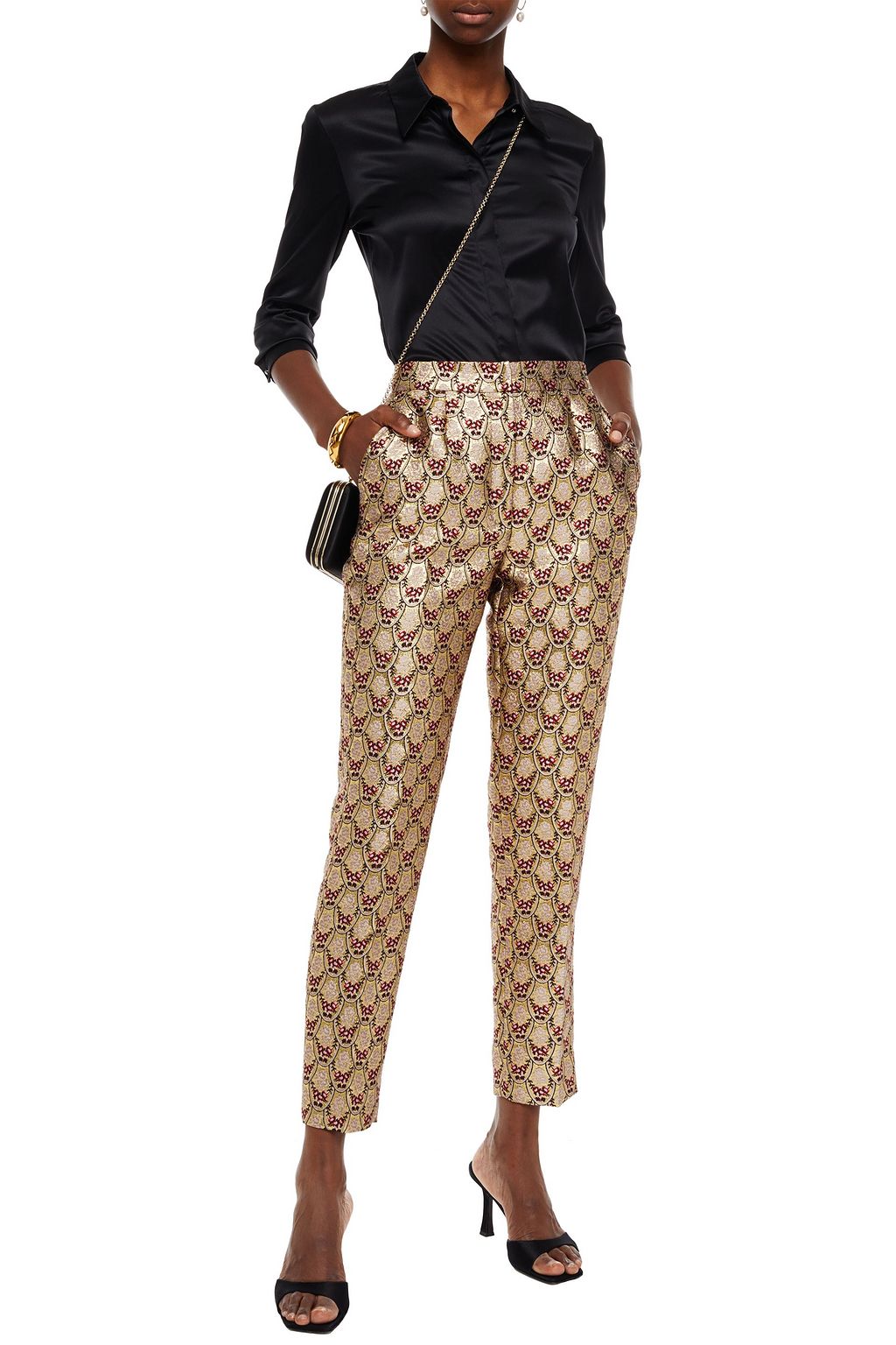 DOLCE&GABBANA Cropped metallic brocade tapered pants