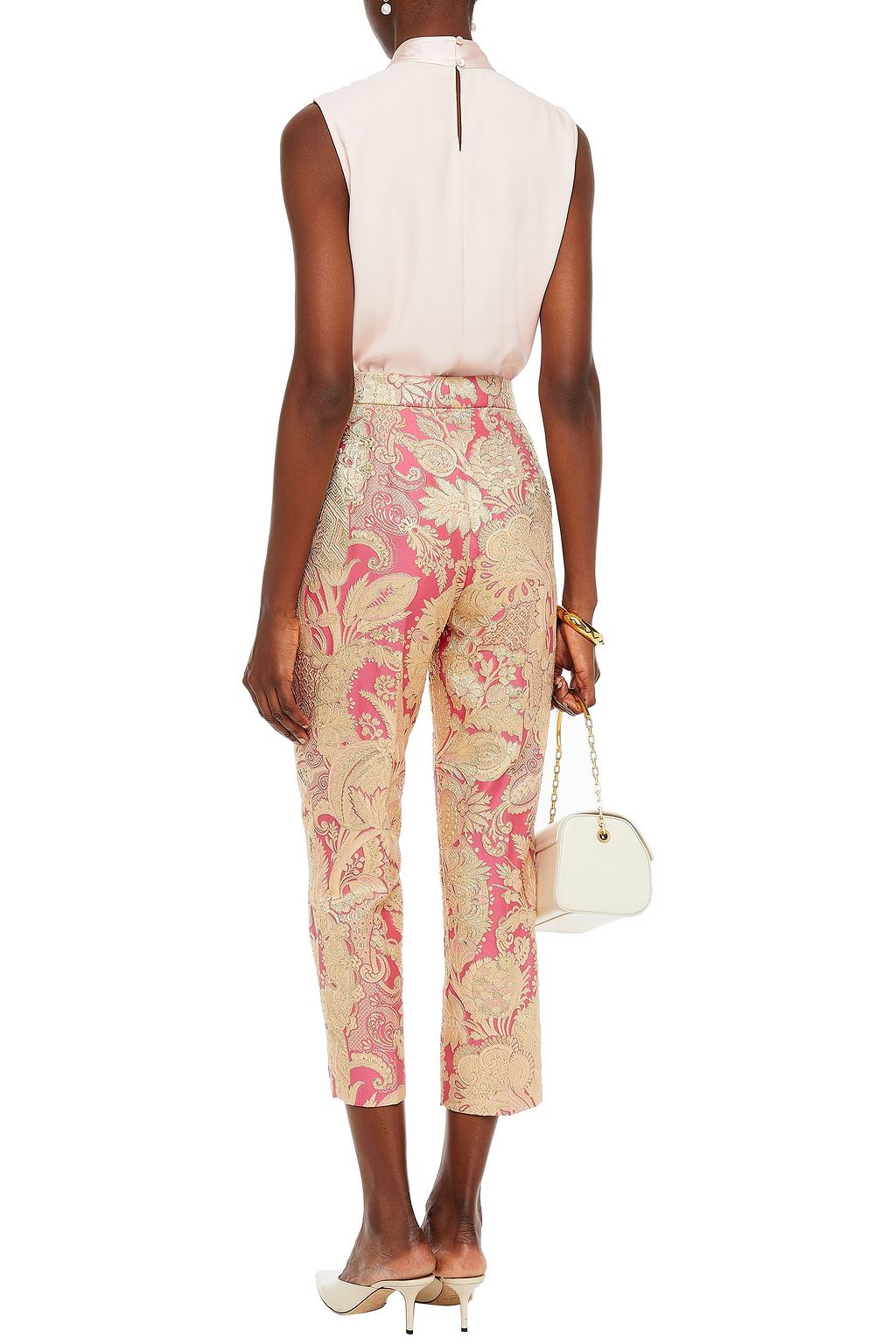 DOLCE&GABBANA Cropped metallic brocade tapered pants