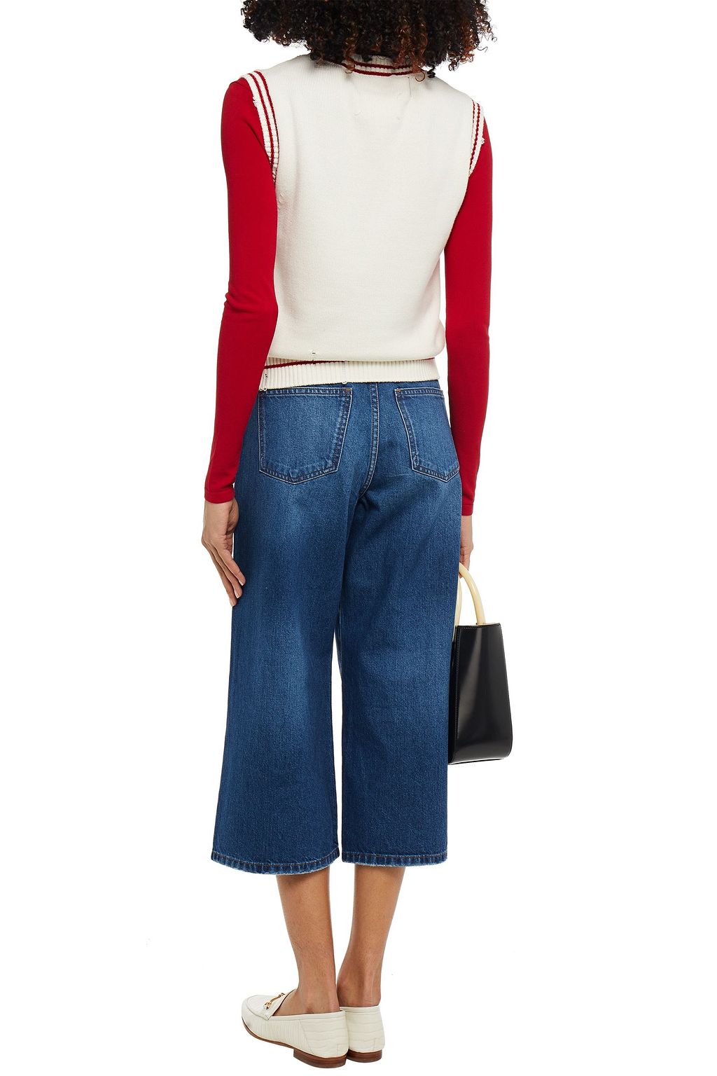 MAJE Cropped high-rise wide-leg jeans