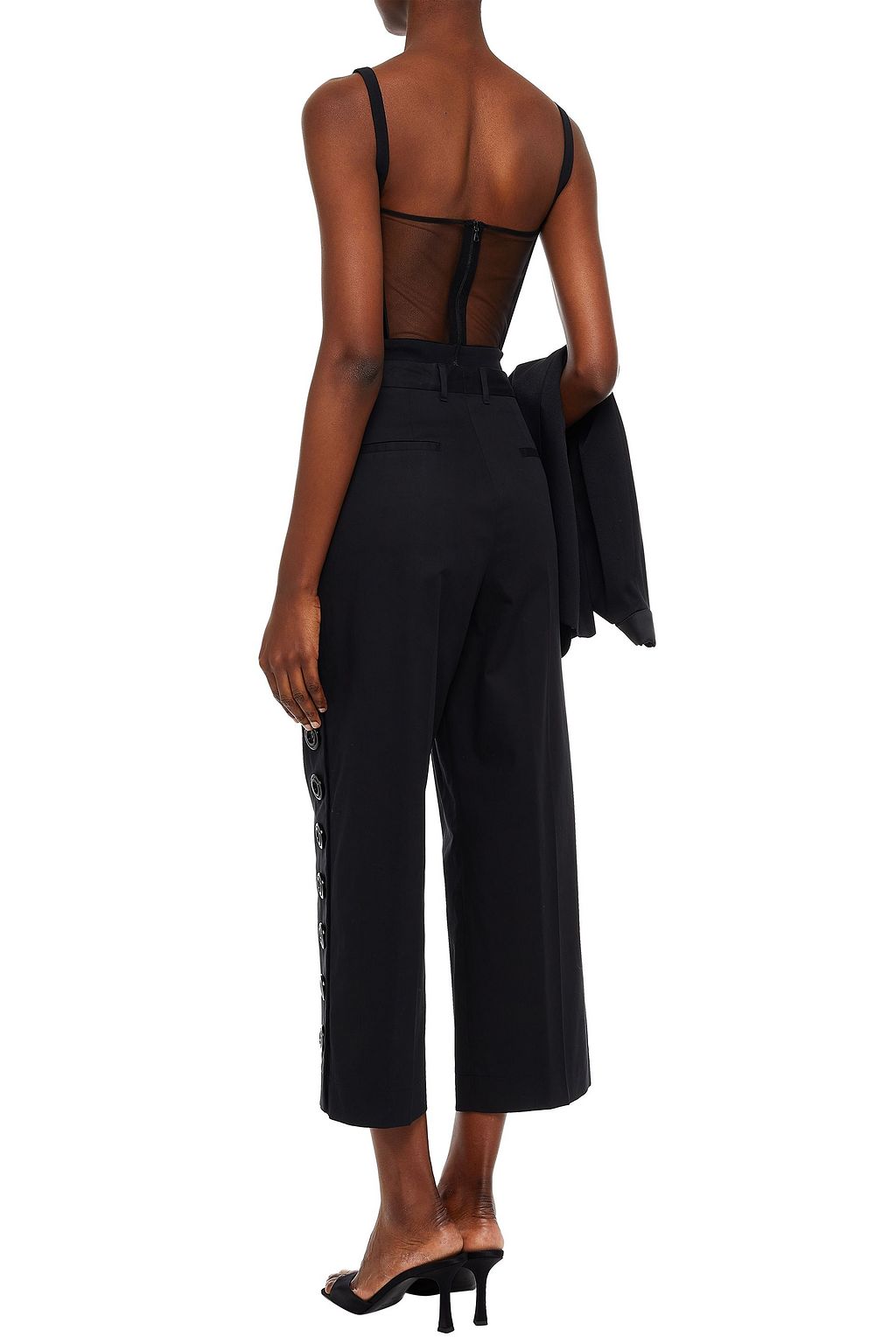 DOLCE&GABBANA Cropped button-detailed stretch-cotton straight-leg pants